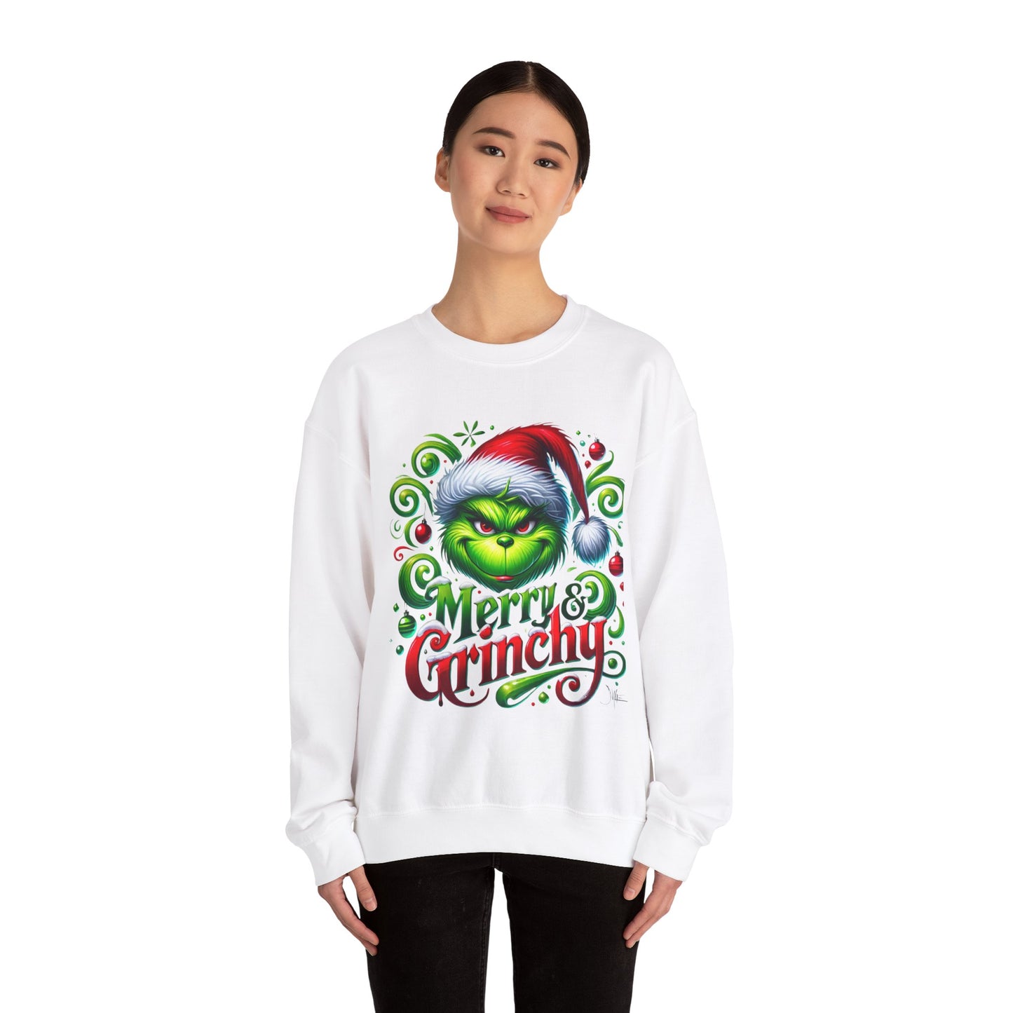 Merry & Grinchy Unisex Heavy Blend™ Crewneck Sweatshirt - Festive Holiday Apparel