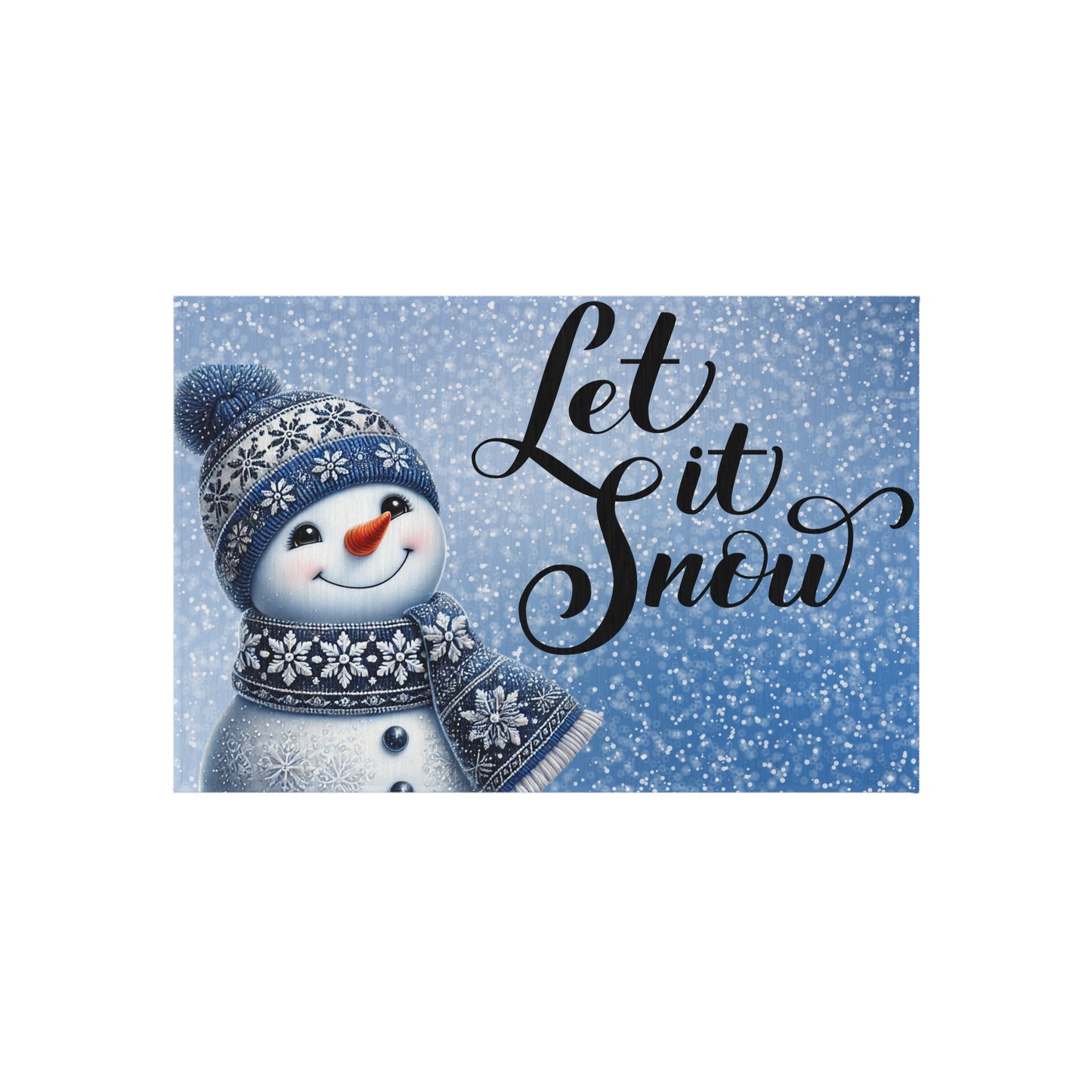 Festive Winter Outdoor Rug - "Let it Snow" Design