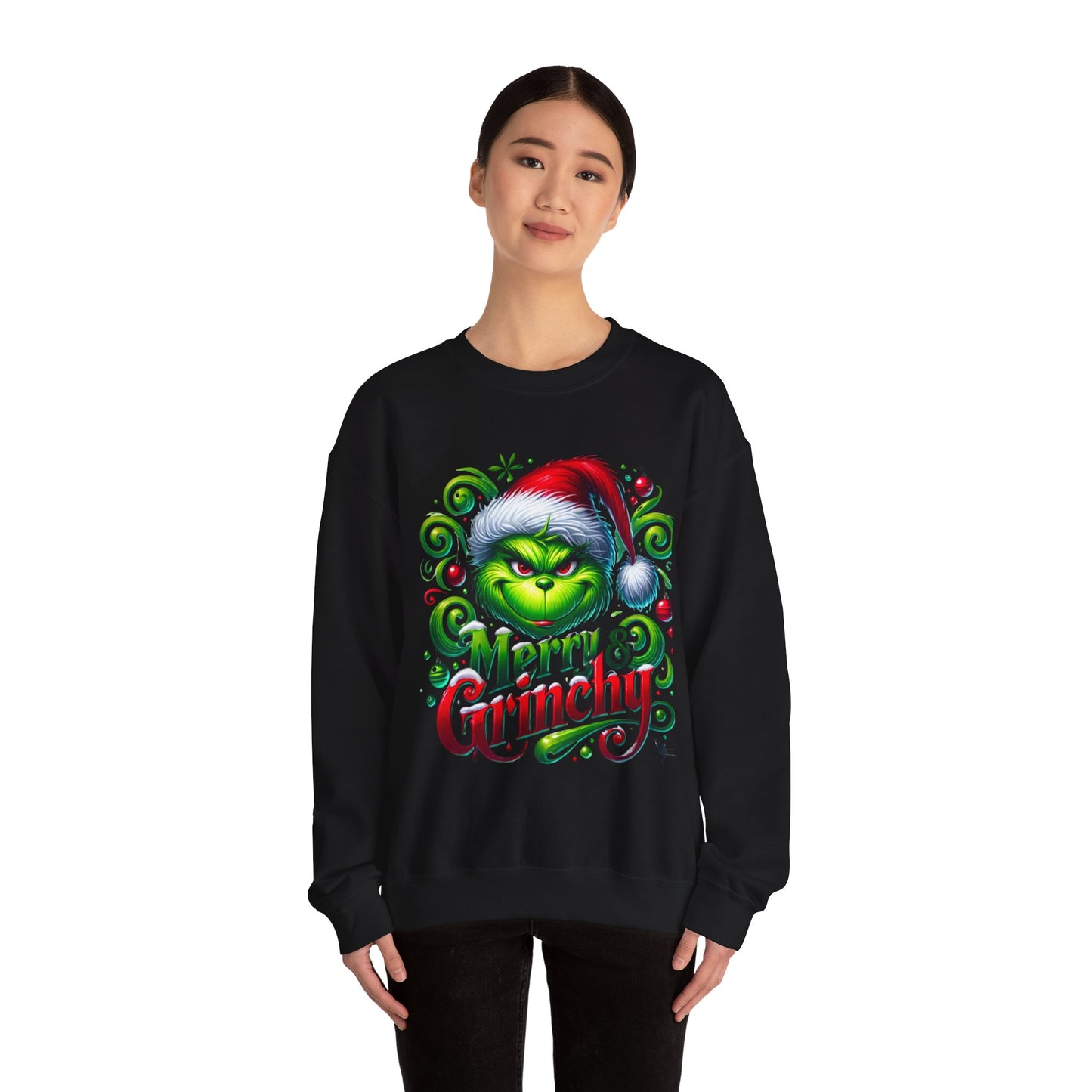 Merry & Grinchy Unisex Heavy Blend™ Crewneck Sweatshirt - Festive Holiday Apparel