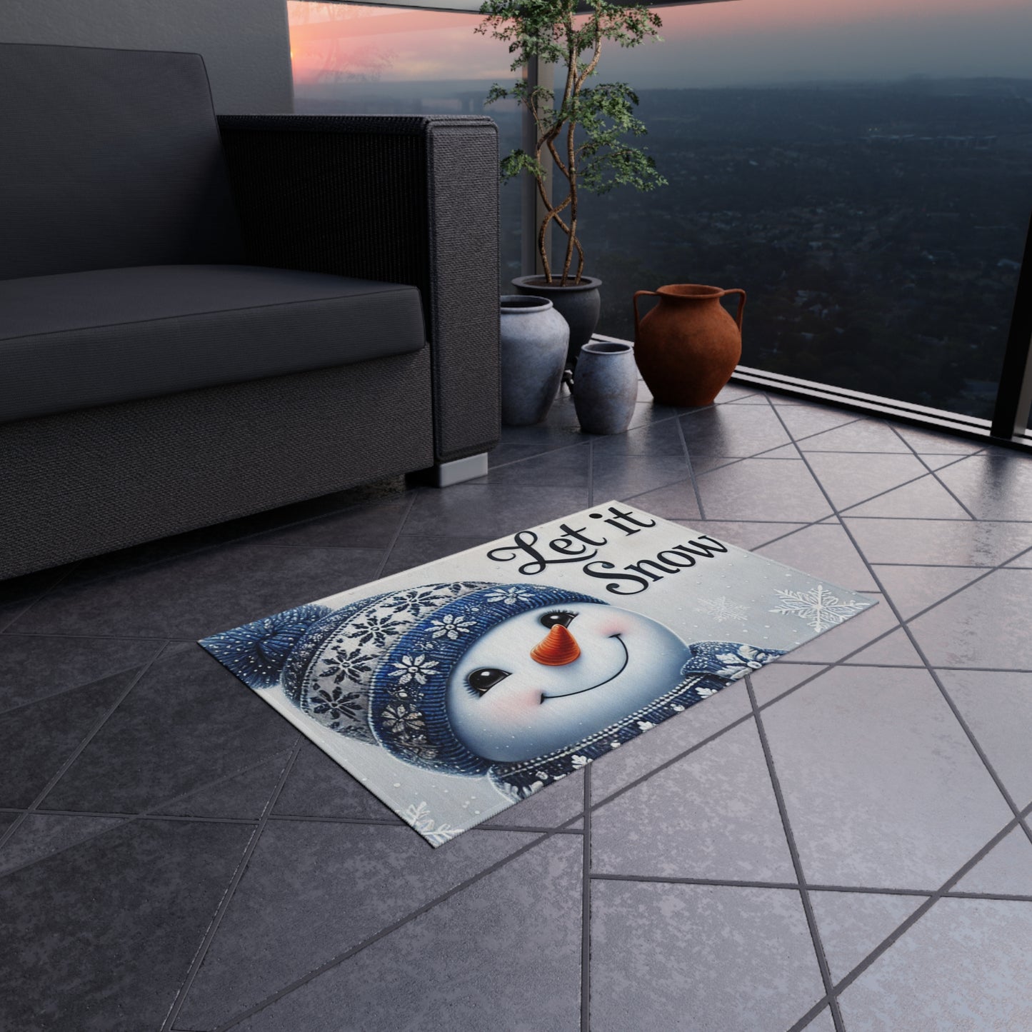Let It Snow Outdoor Rug - Winter Décor for Holiday Cheer