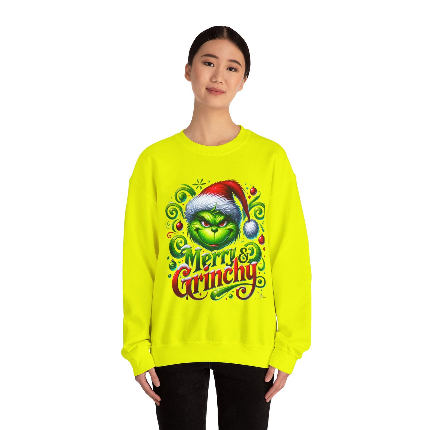 Merry & Grinchy Unisex Heavy Blend™ Crewneck Sweatshirt - Festive Holiday Apparel