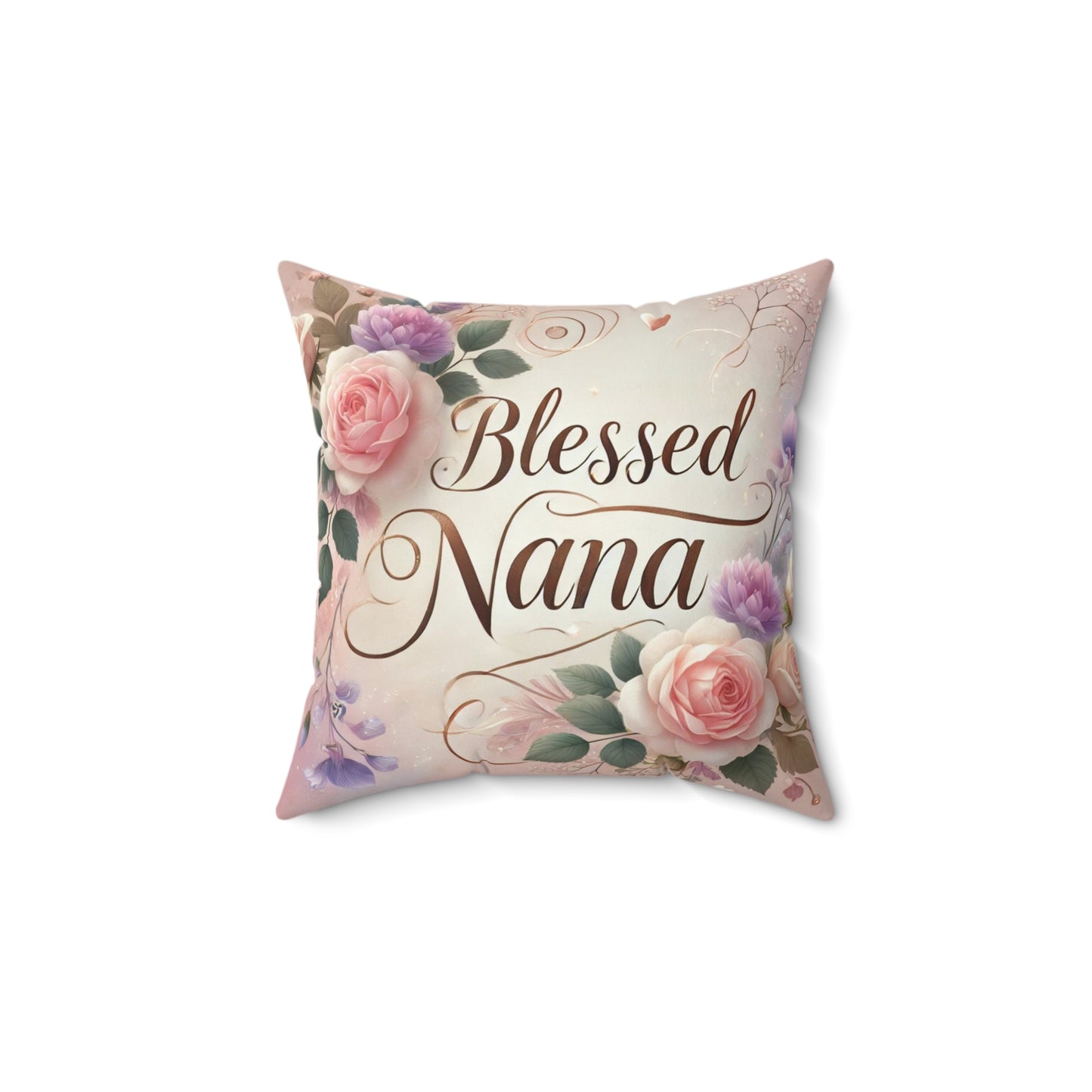 Blessed Nana Floral Square Pillow