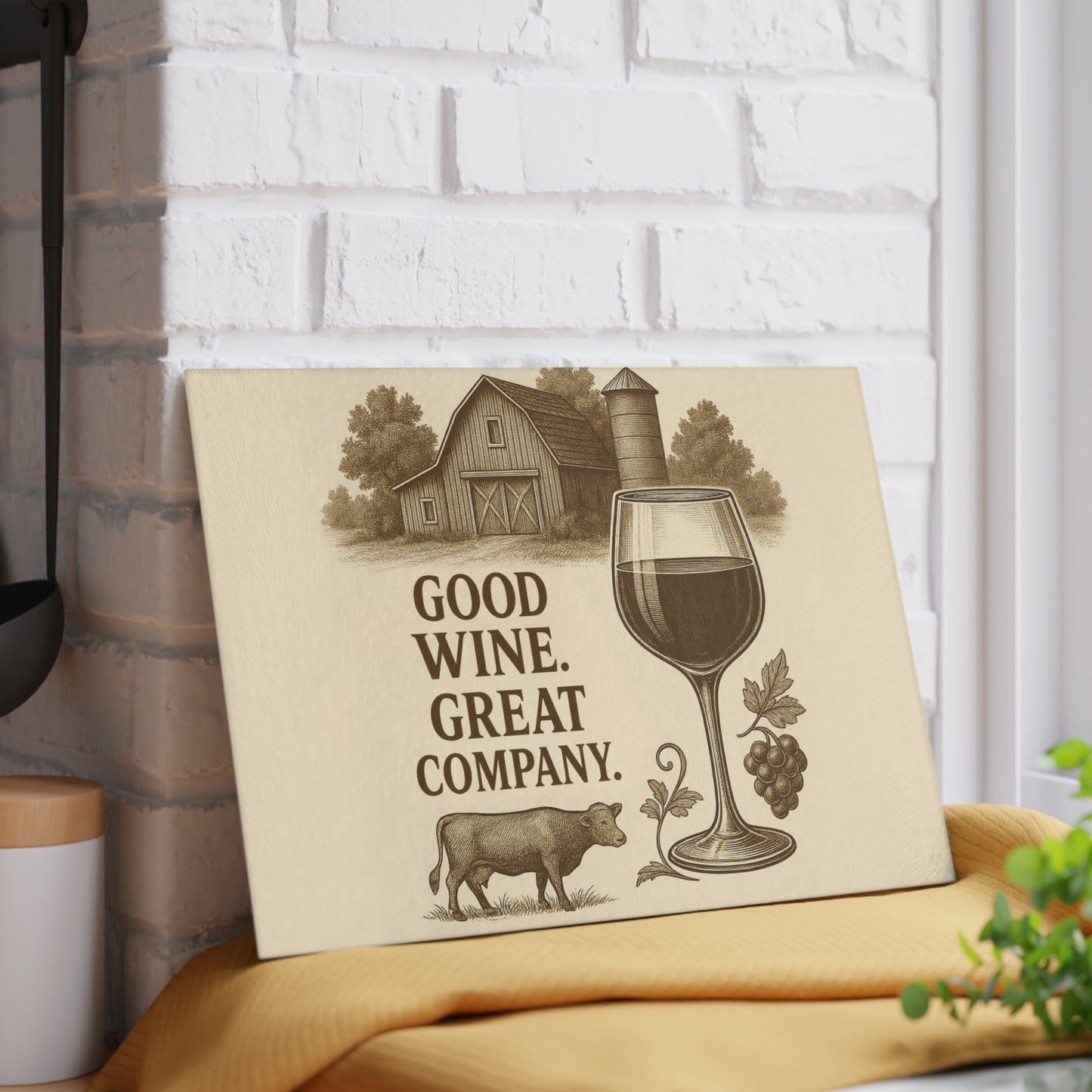 Glass cutting board for wine lovers