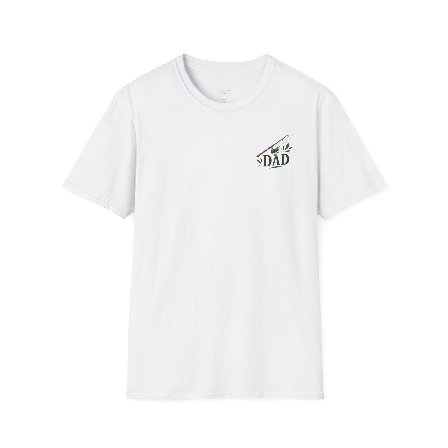 Front view of shirt with graphic Dad on it