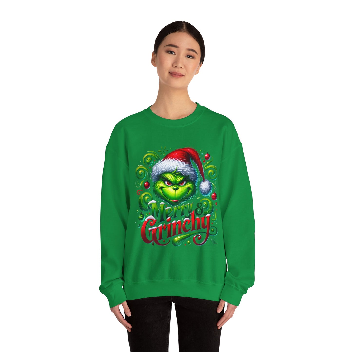 Merry & Grinchy Unisex Heavy Blend™ Crewneck Sweatshirt - Festive Holiday Apparel