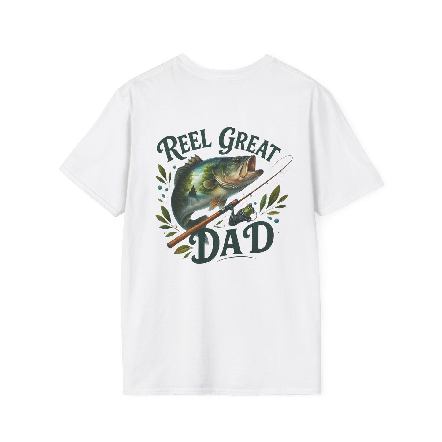 A shirt with a graphic design Reel Great Dad