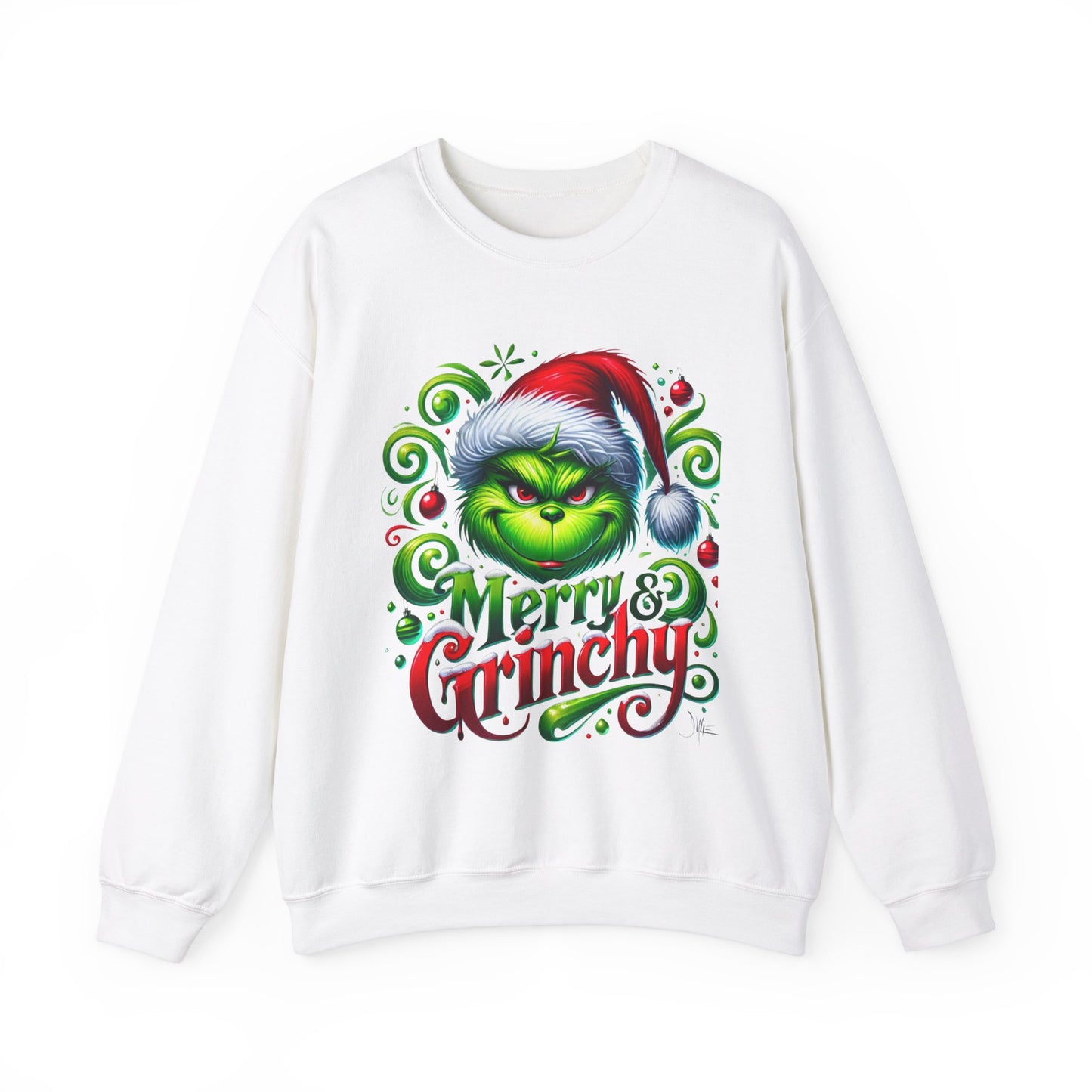Merry & Grinchy Unisex Heavy Blend™ Crewneck Sweatshirt - Festive Holiday Apparel