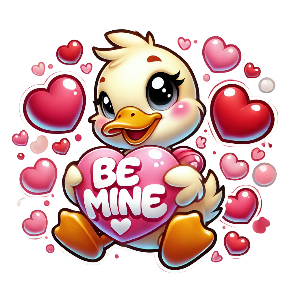 Valentine Duck with a be mine heart digital download design