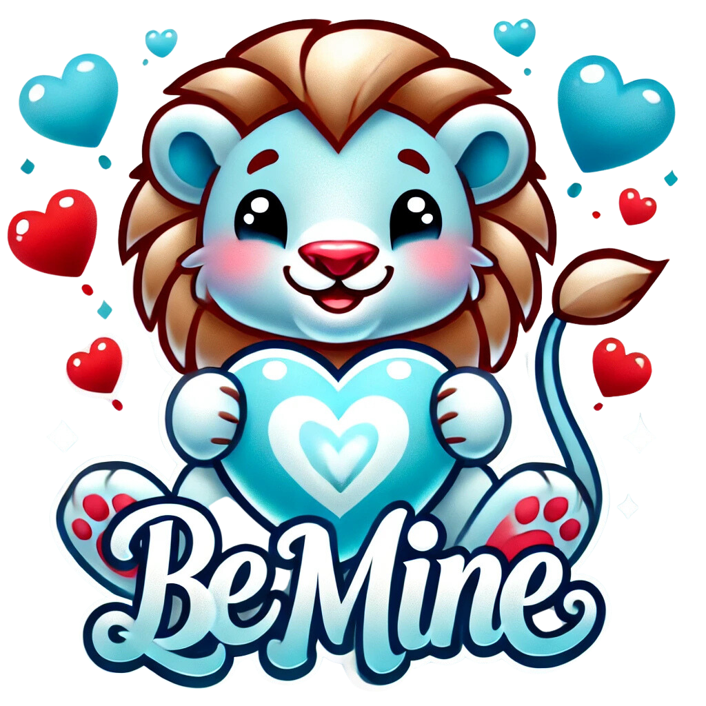 Valentine Be Mine Lion digital download design