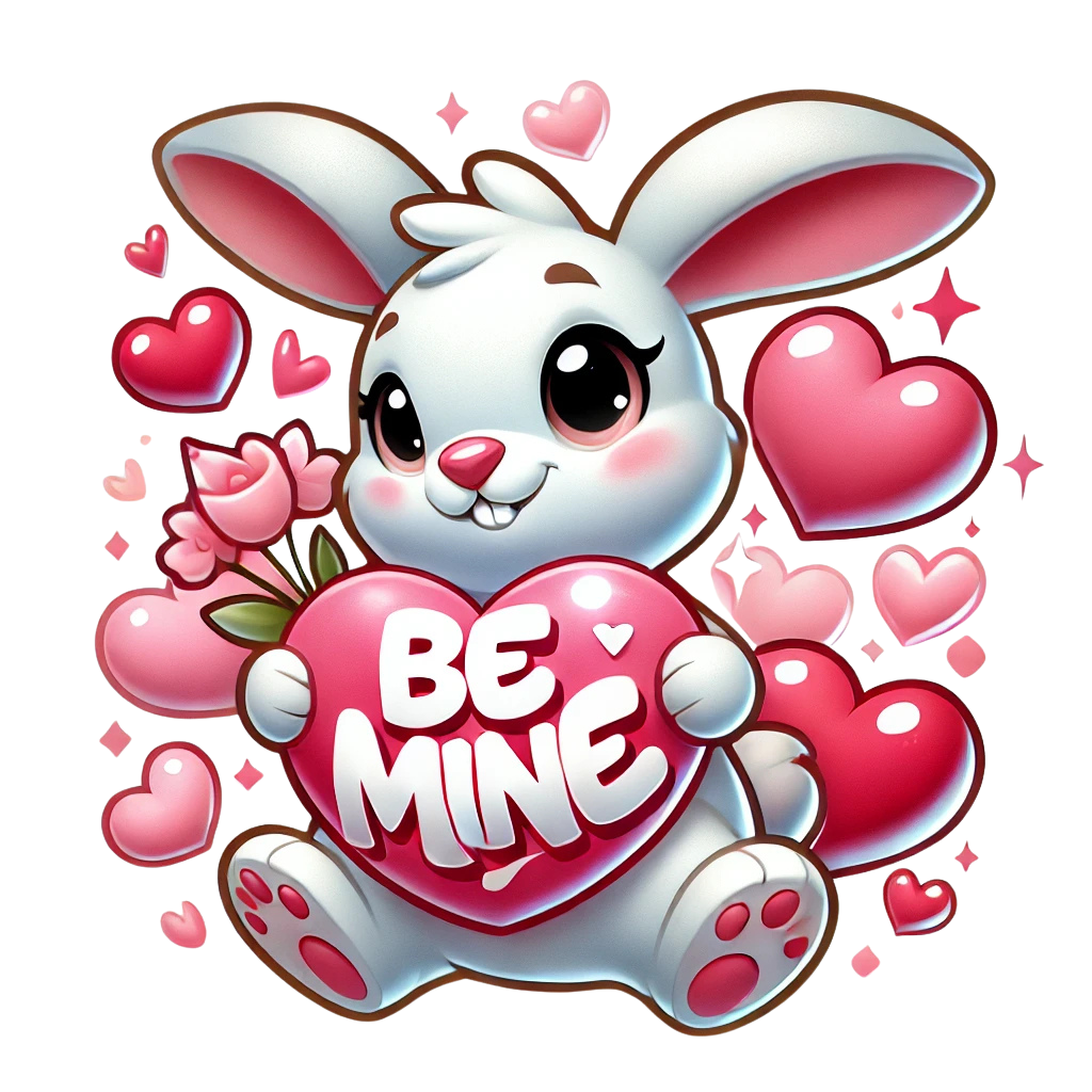 Valentine Rabbit Digital Download design