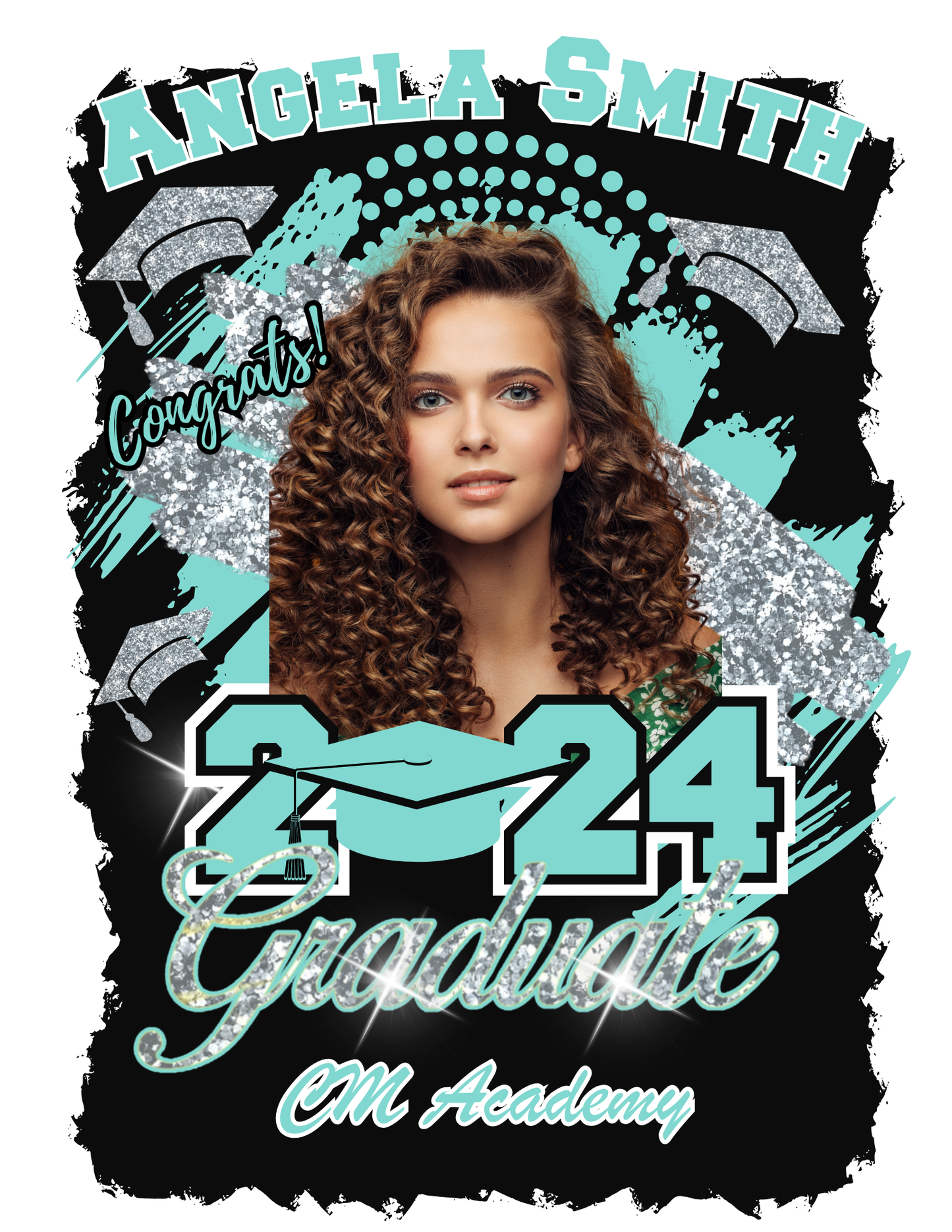 Silver and black 2024 Graduate digital download design