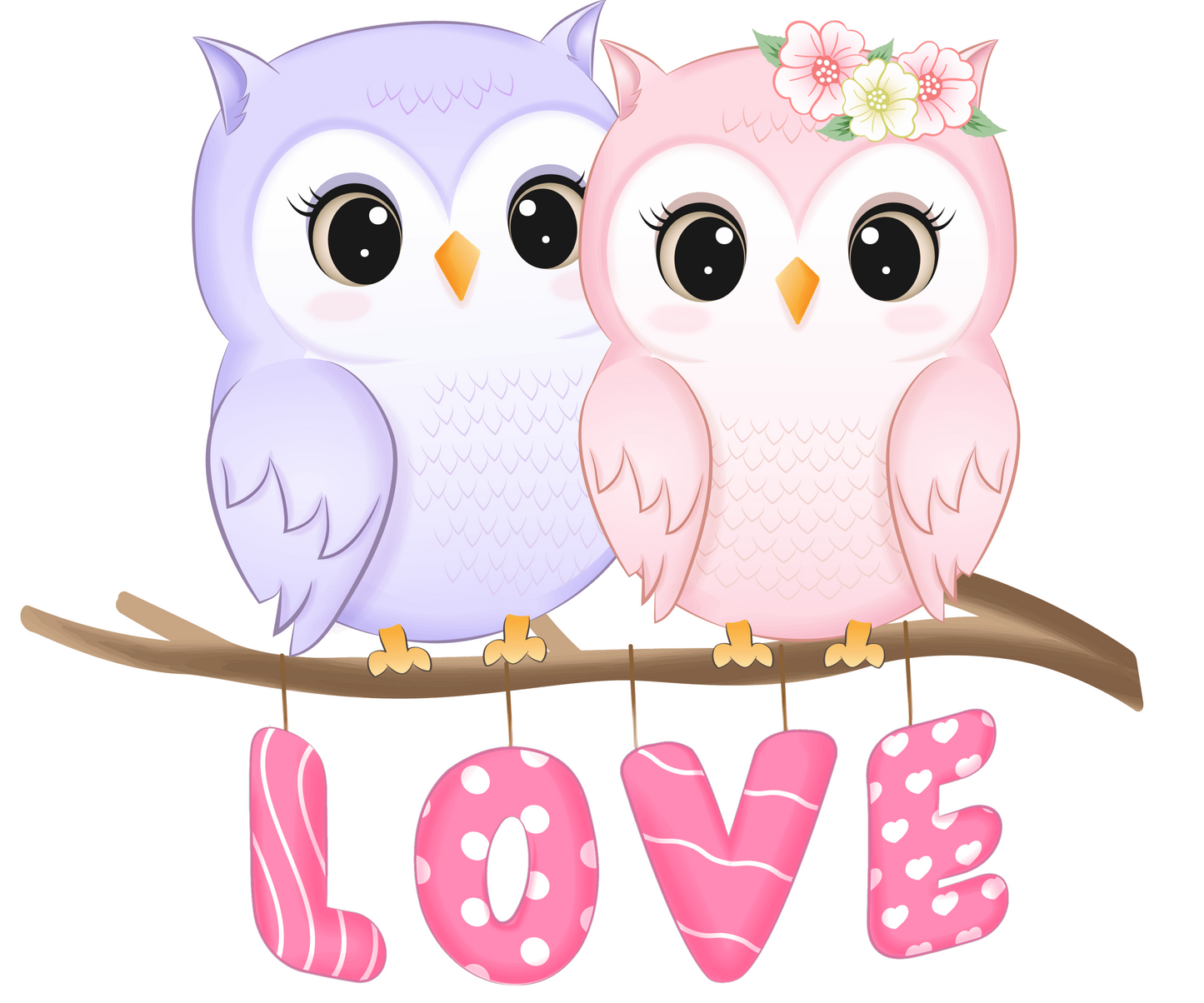 Valentine Owls digital download design