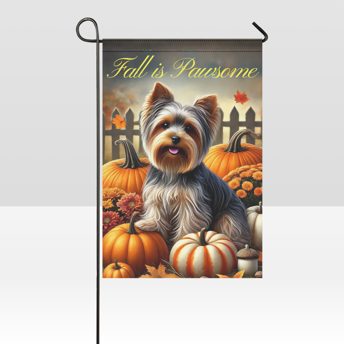 Fall Is Pawsome Garden Flag – Yorkshire Terrier Fall Dog Porch Decor