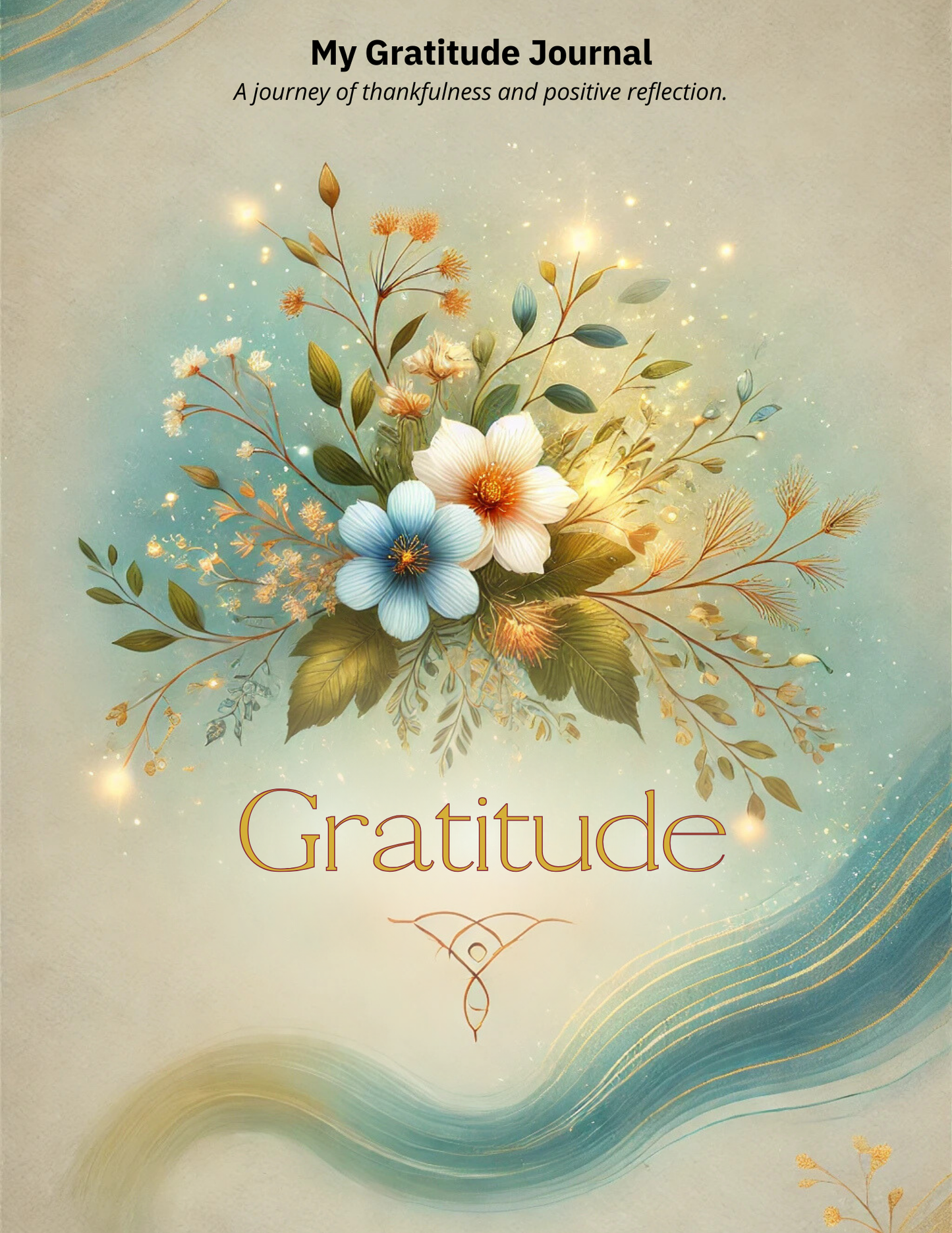 Gratitude journal with inspirational cover design digital download