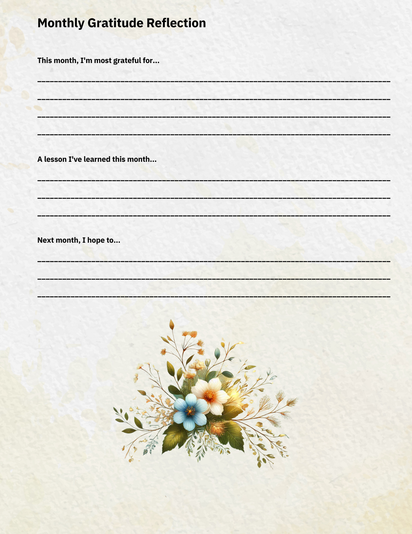 Teal gratitude journal open to lined pages with daily prompts