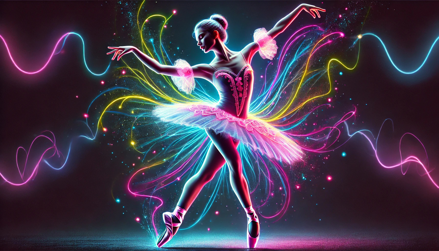 Vibrant neon color ballerina digital art download design