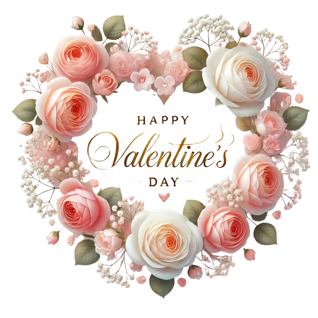 Happy Valentine's Day heart wreath digital download design