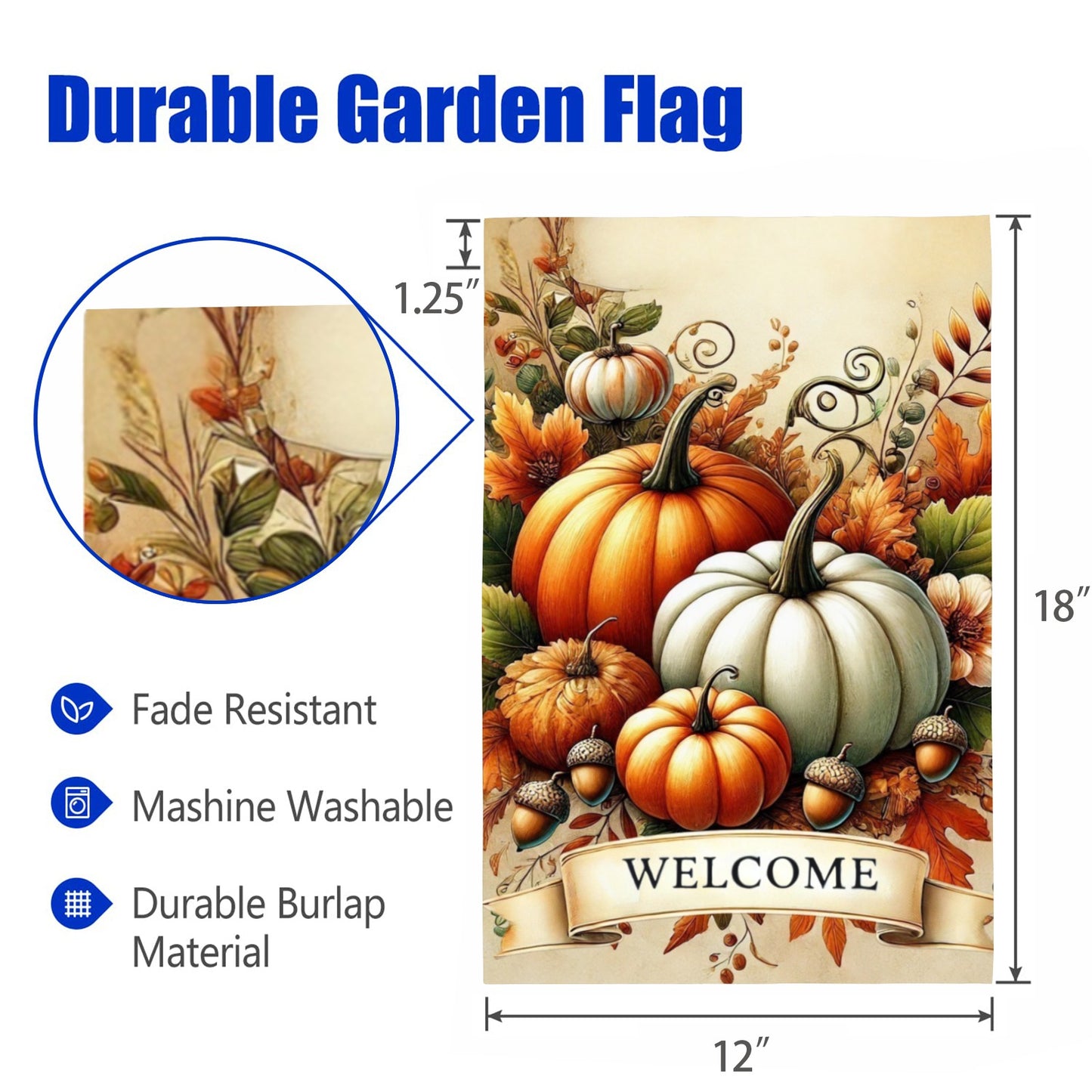 Rustic Fall Pumpkin Garden Flag – Autumn Welcome Porch Decor
