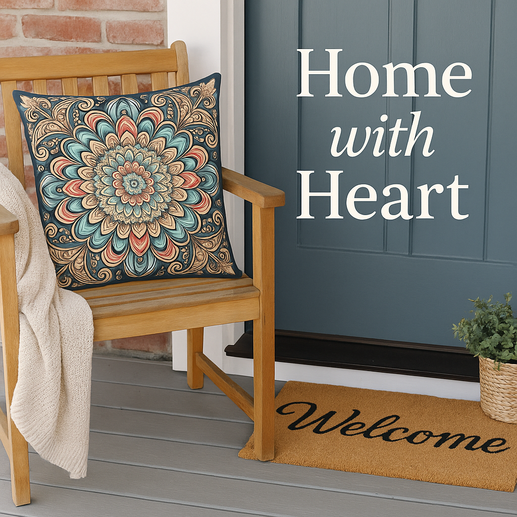 Thoughtfully designed home accents including decorative pillows, kitchen boards, and coasters that add comfort and heart to any space.