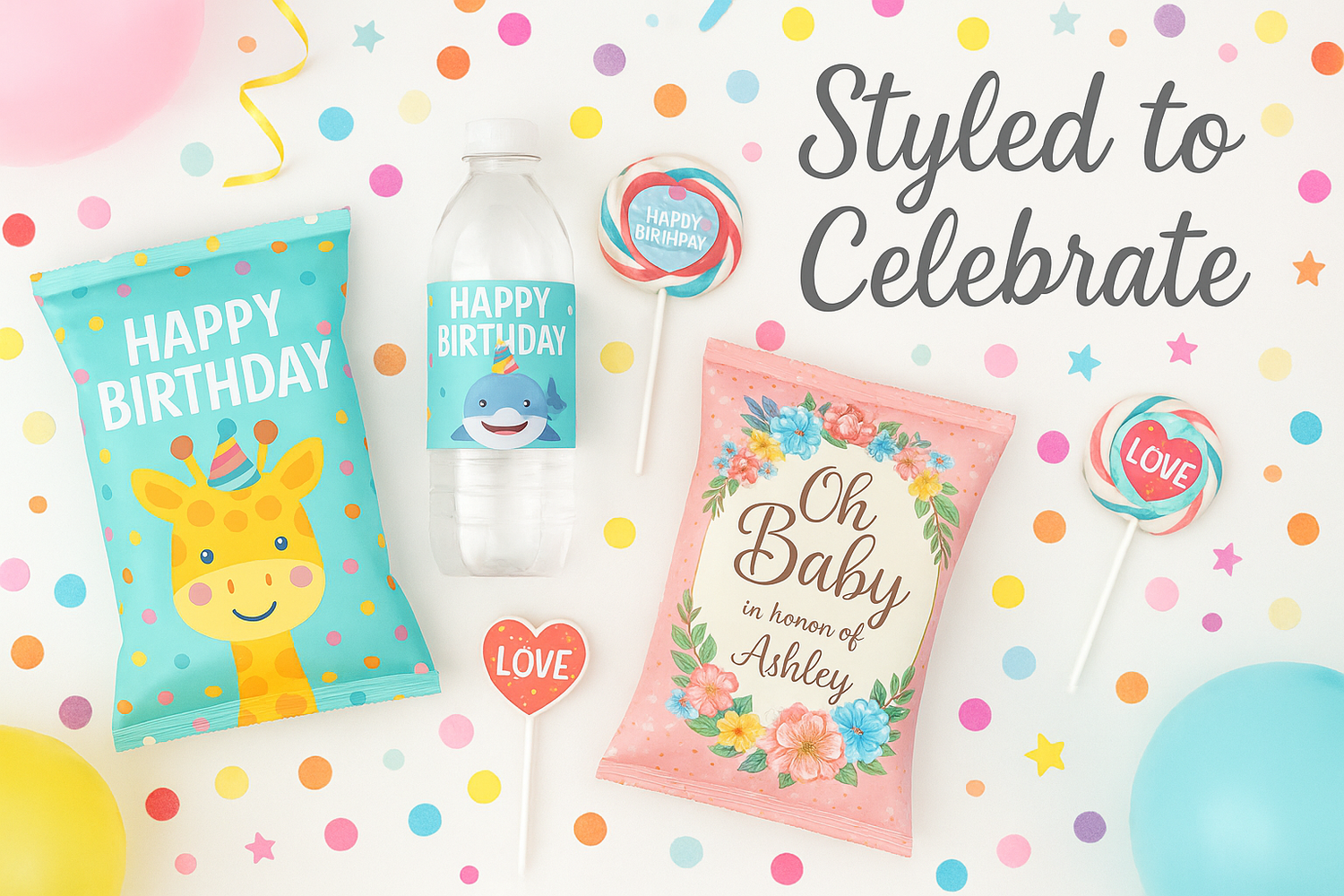 Assortment of celebration templates designed for parties, showers, and professional gatherings—elegant and easy to personalize