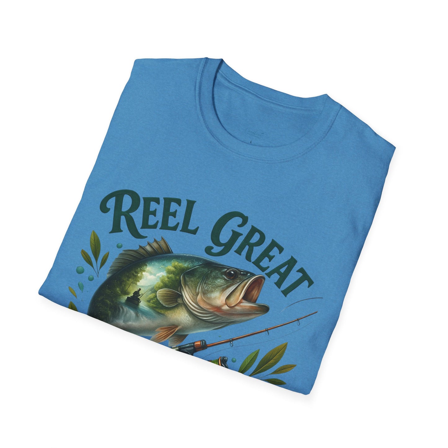 Reel Great Dad T-Shirt | Fisherman Gift | Father's Day T-Shirt | Dad Tee | Fishing Lover Apparel | Unisex Softstyle Tee (Front Design Only)