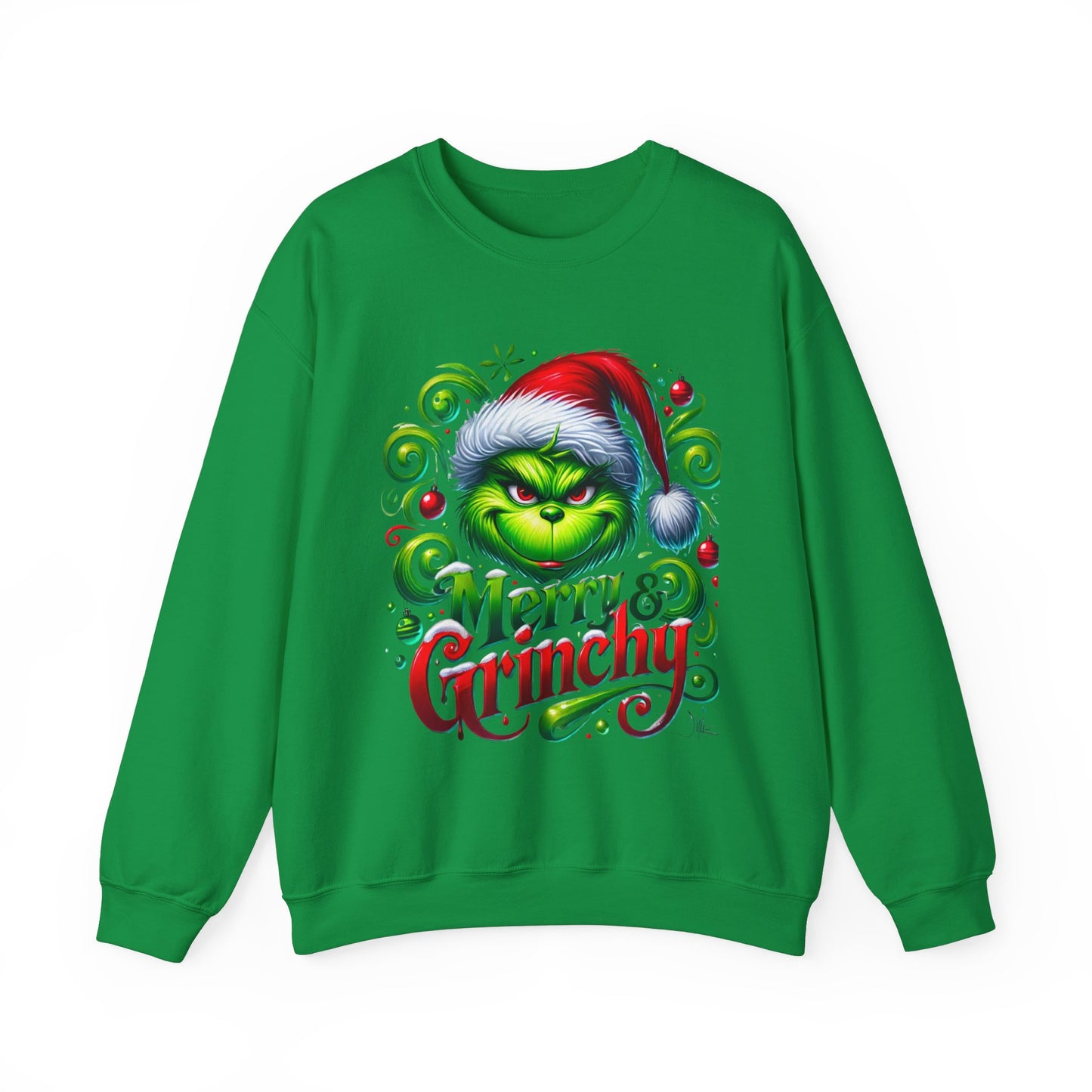 Merry & Grinchy Unisex Heavy Blend™ Crewneck Sweatshirt - Festive Holiday Apparel
