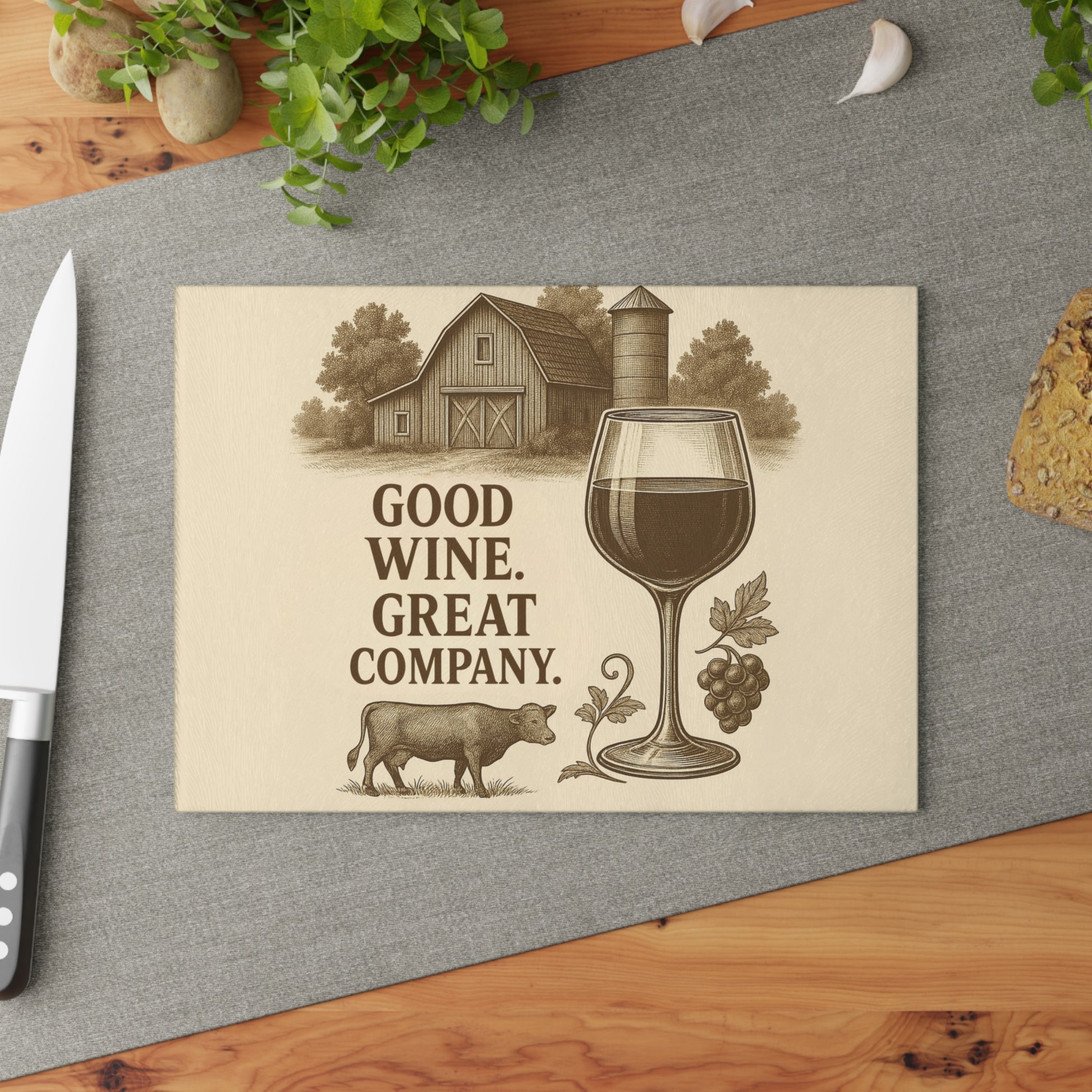Glass cutting board for wine lovers