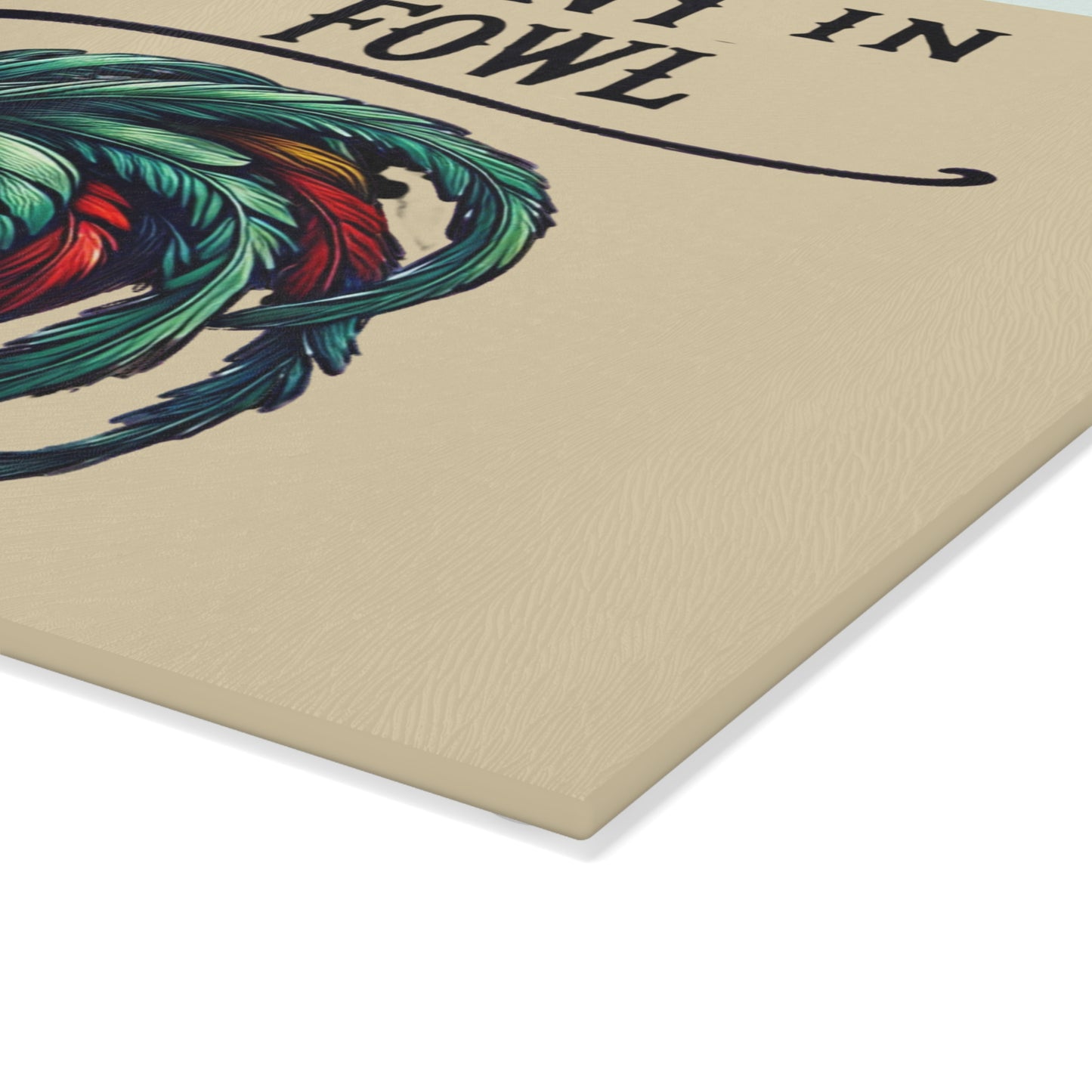 Fluent in Fowl Rooster Glass Cutting Board, Kitchen Decor, Gift for Chefs, Rustic Home Essential, Poultry Lovers