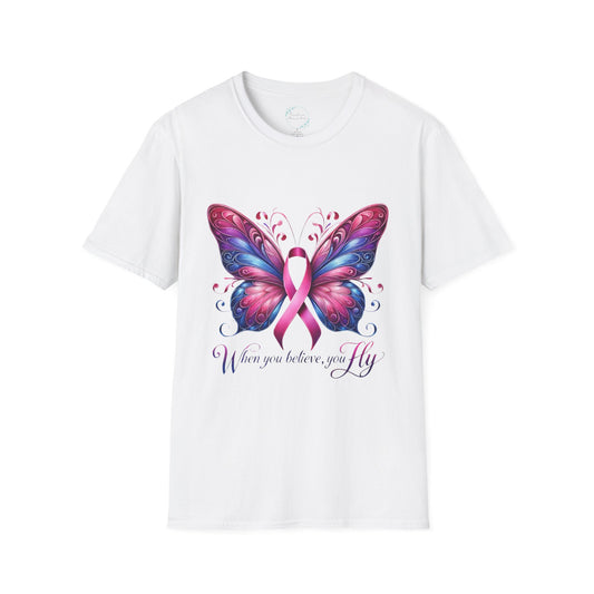 When you believe cancer awareness shirt with butterfly