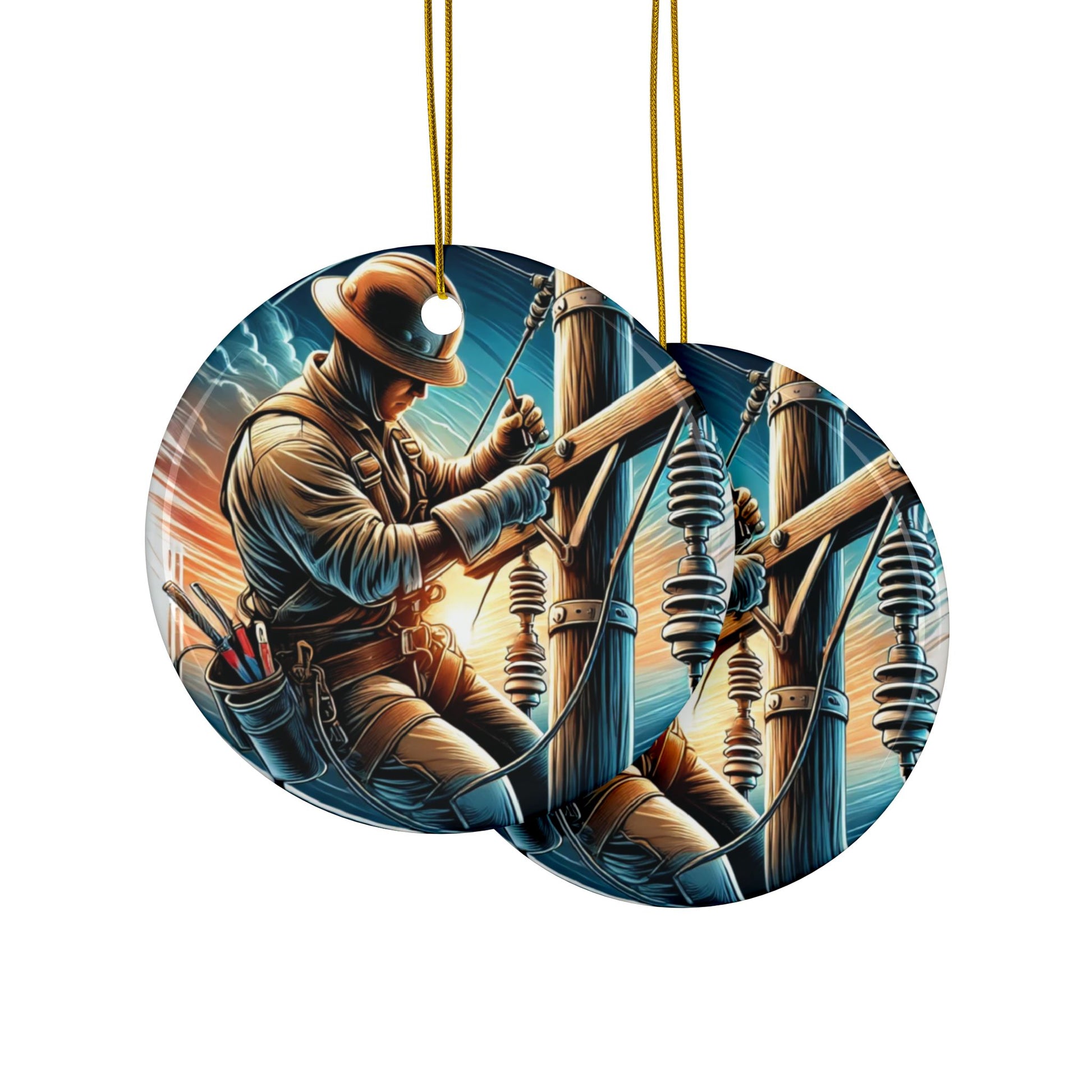 Front and back of ceramic Christmas ornament