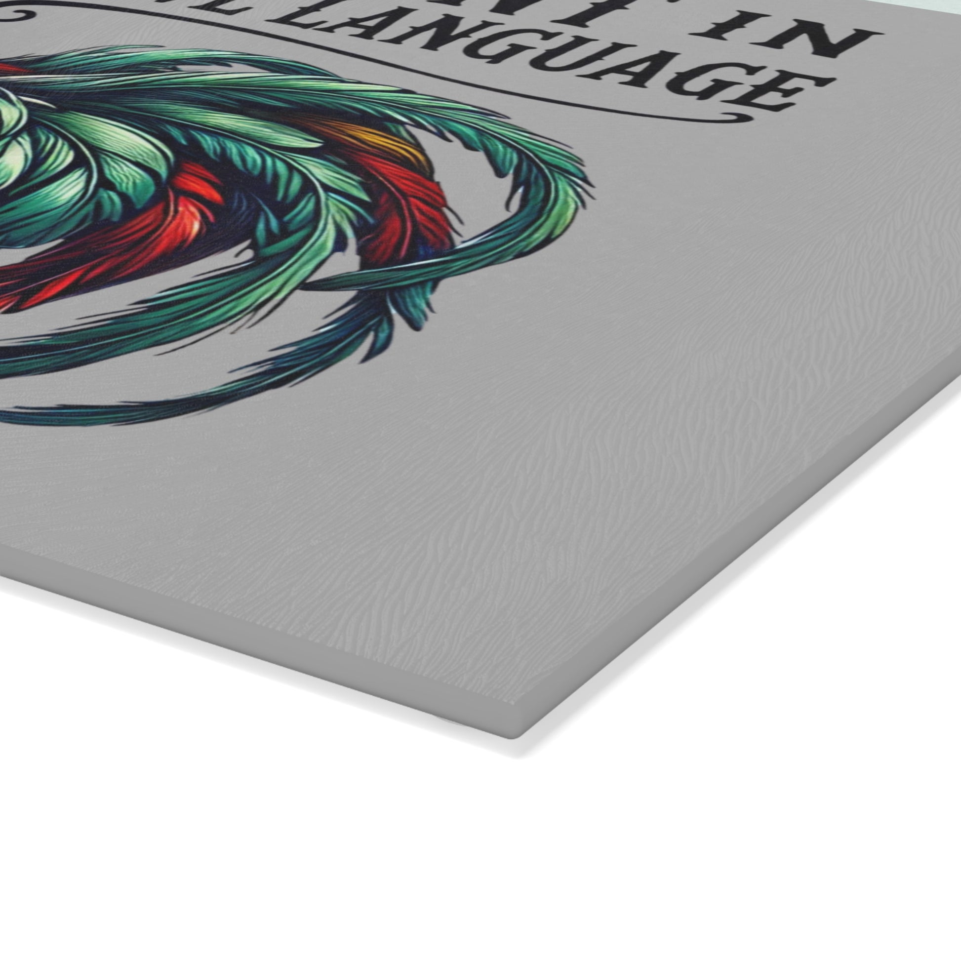 Up close view of glass cutting board