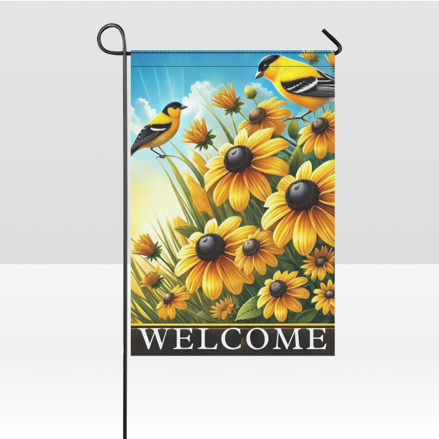 Sunlit Fields - Late Summer Bird Welcome Garden Flag