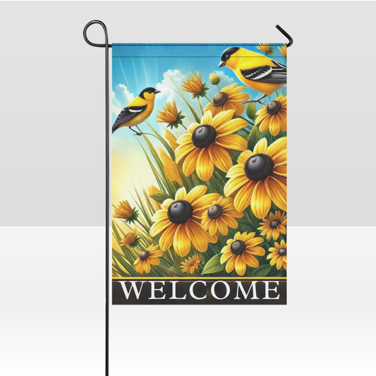 Sunlit Fields - Late Summer Bird Welcome Garden Flag