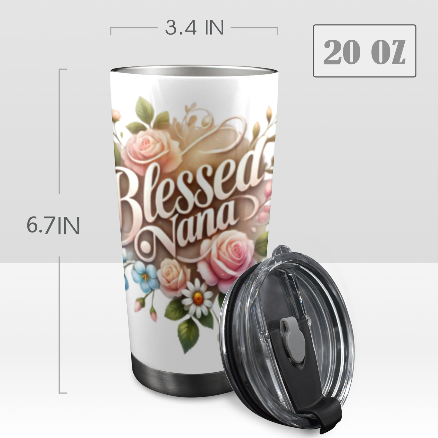 Nana’s Blessing – Floral 20oz Stainless Steel Tumbler