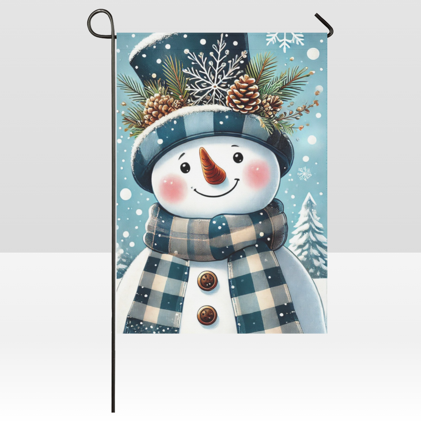 Frosted Pines Snowman – Winter House Flag (28" x 40")