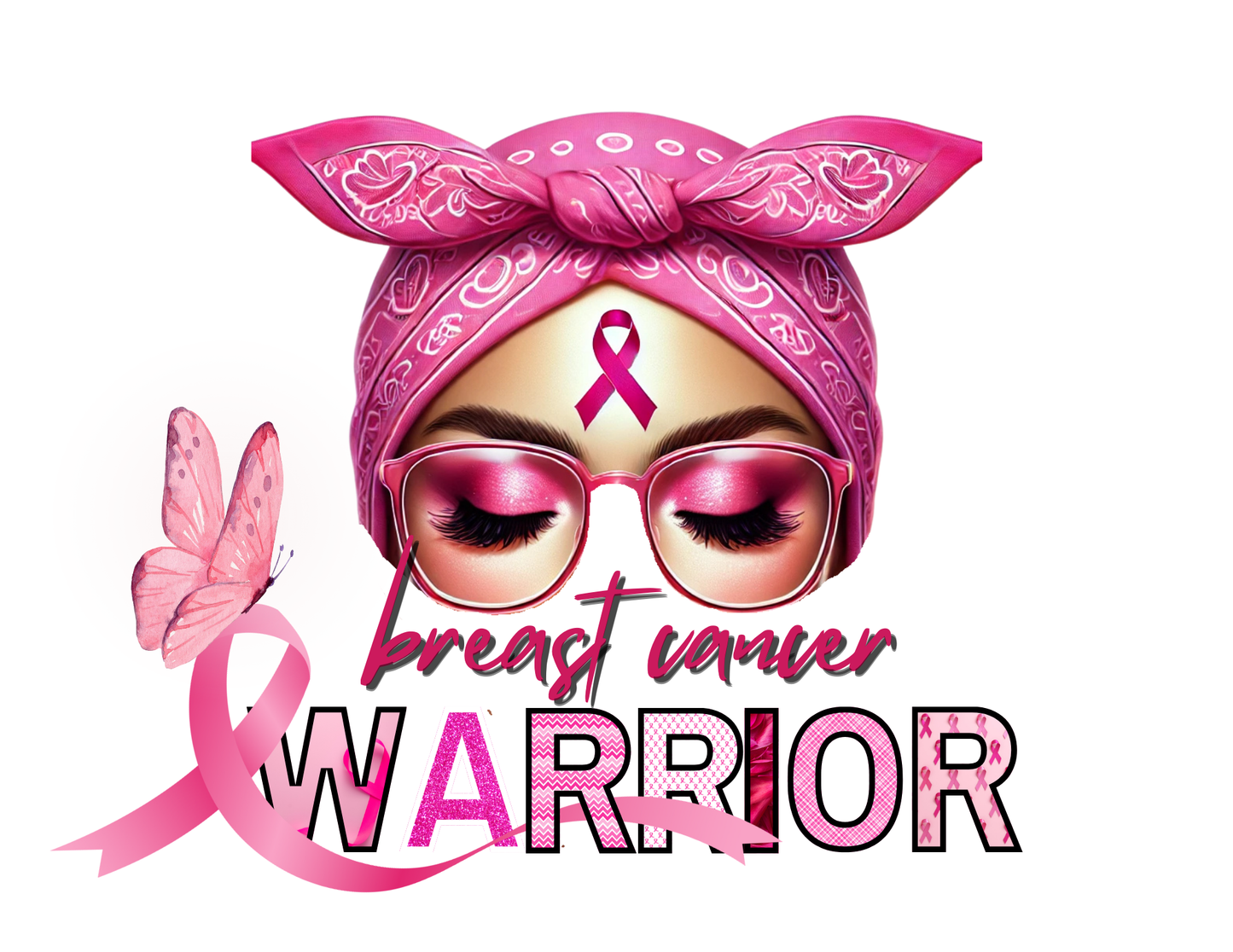Woman wear pink breast cancer colors digital download