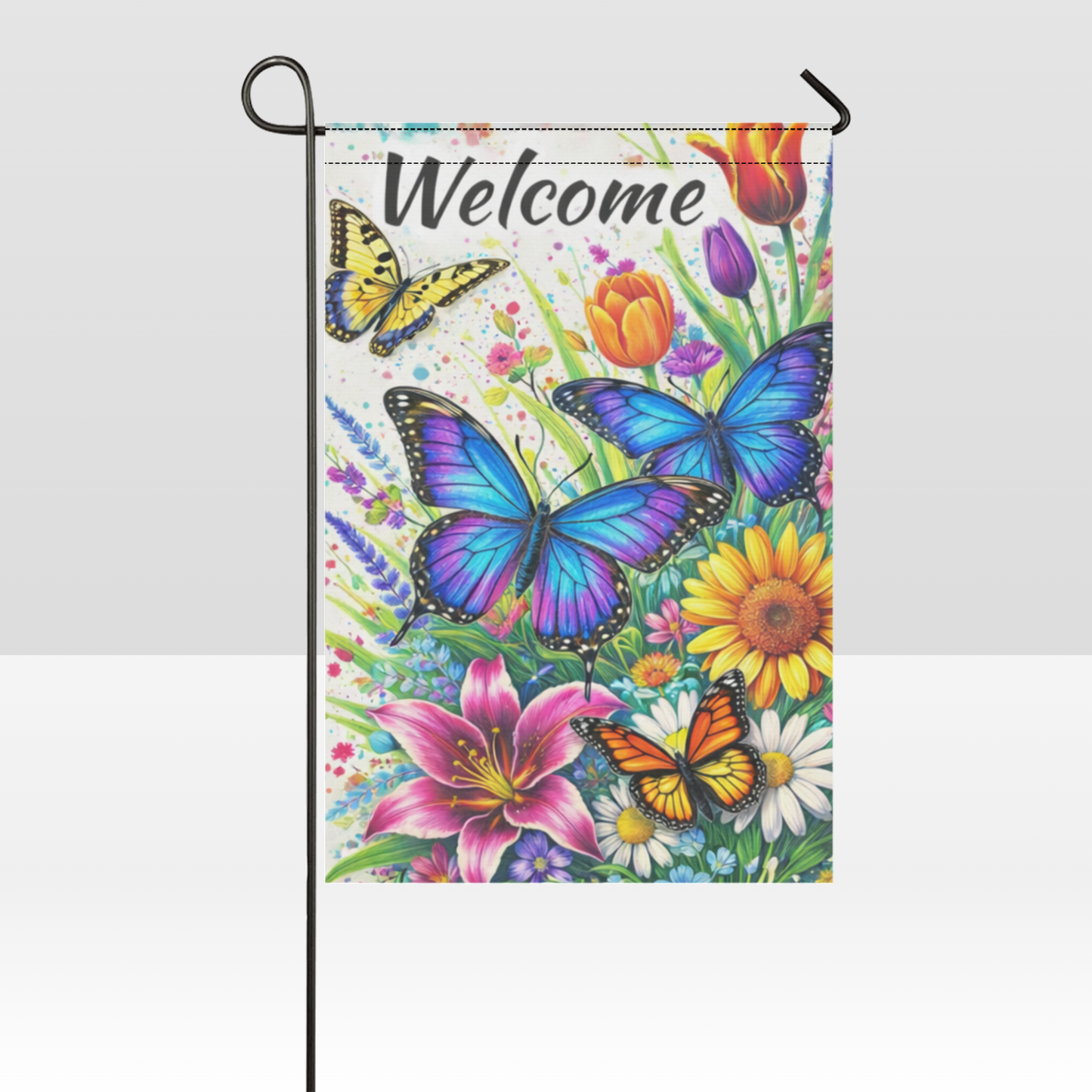 Butterfly Garden Welcome Flag (12"x18")