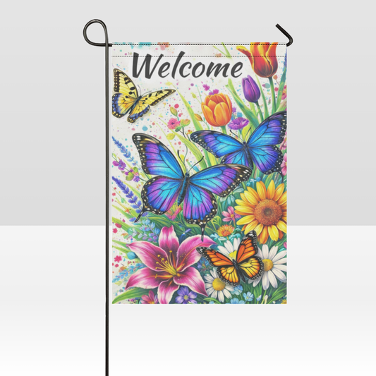 Butterfly Garden Welcome Flag (12"x18")