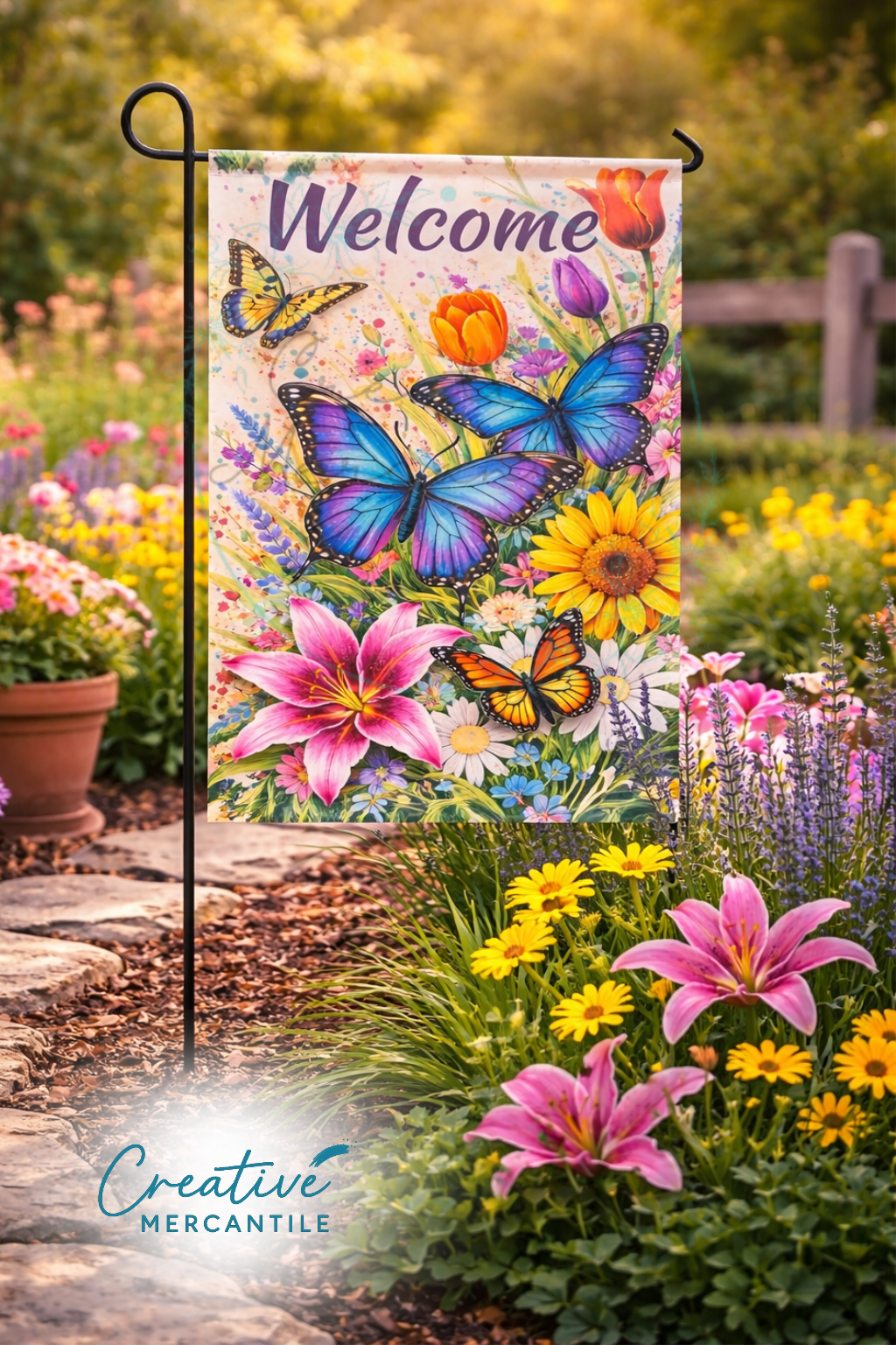 Butterfly Garden Welcome Flag (12"x18")