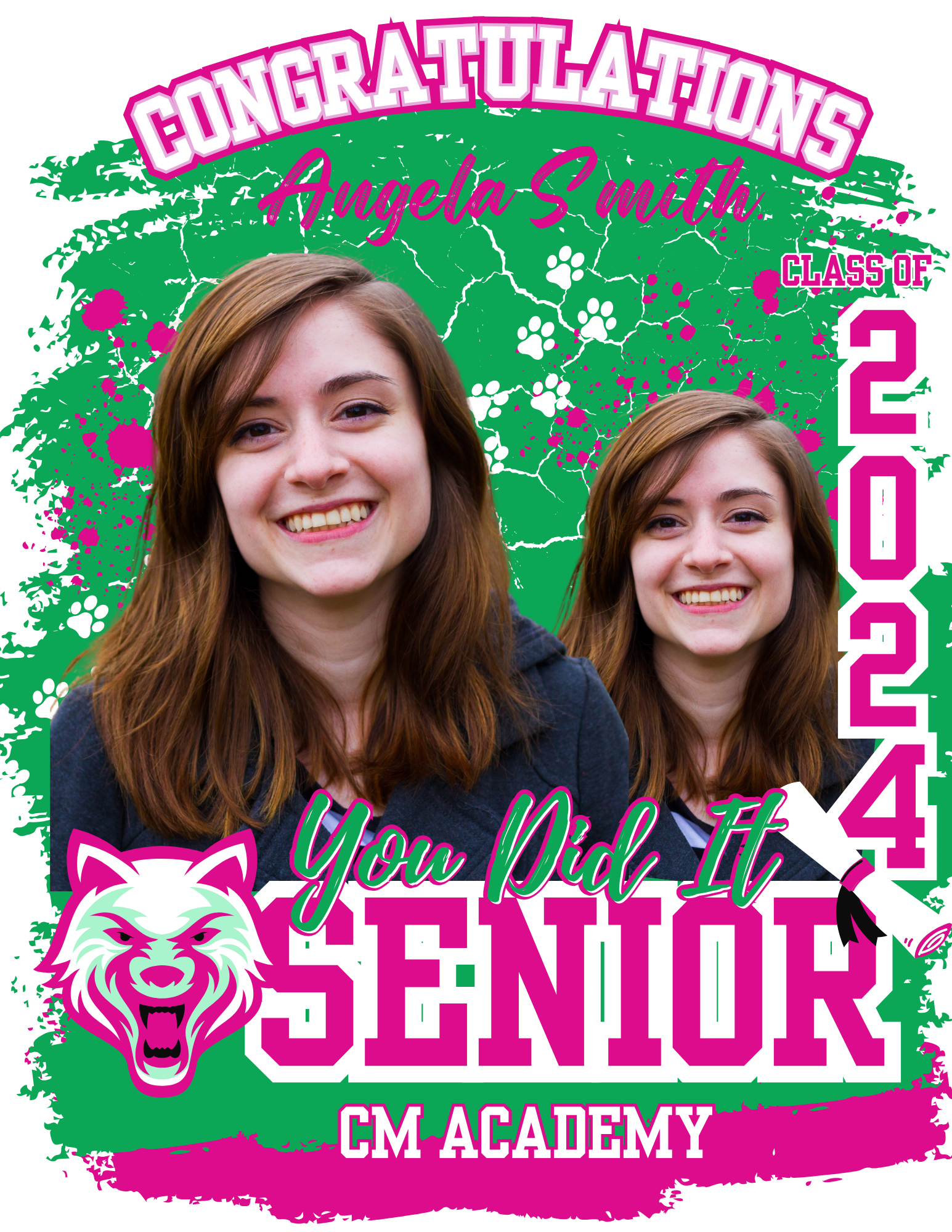 Green and pink digital Congratulations Senior shirt design