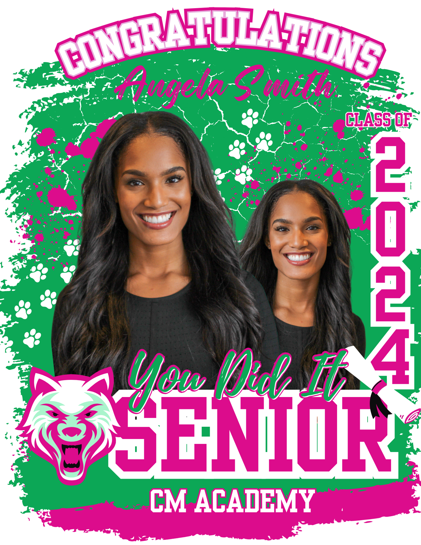 Pink and green Congratulations Senior shirt digital download design