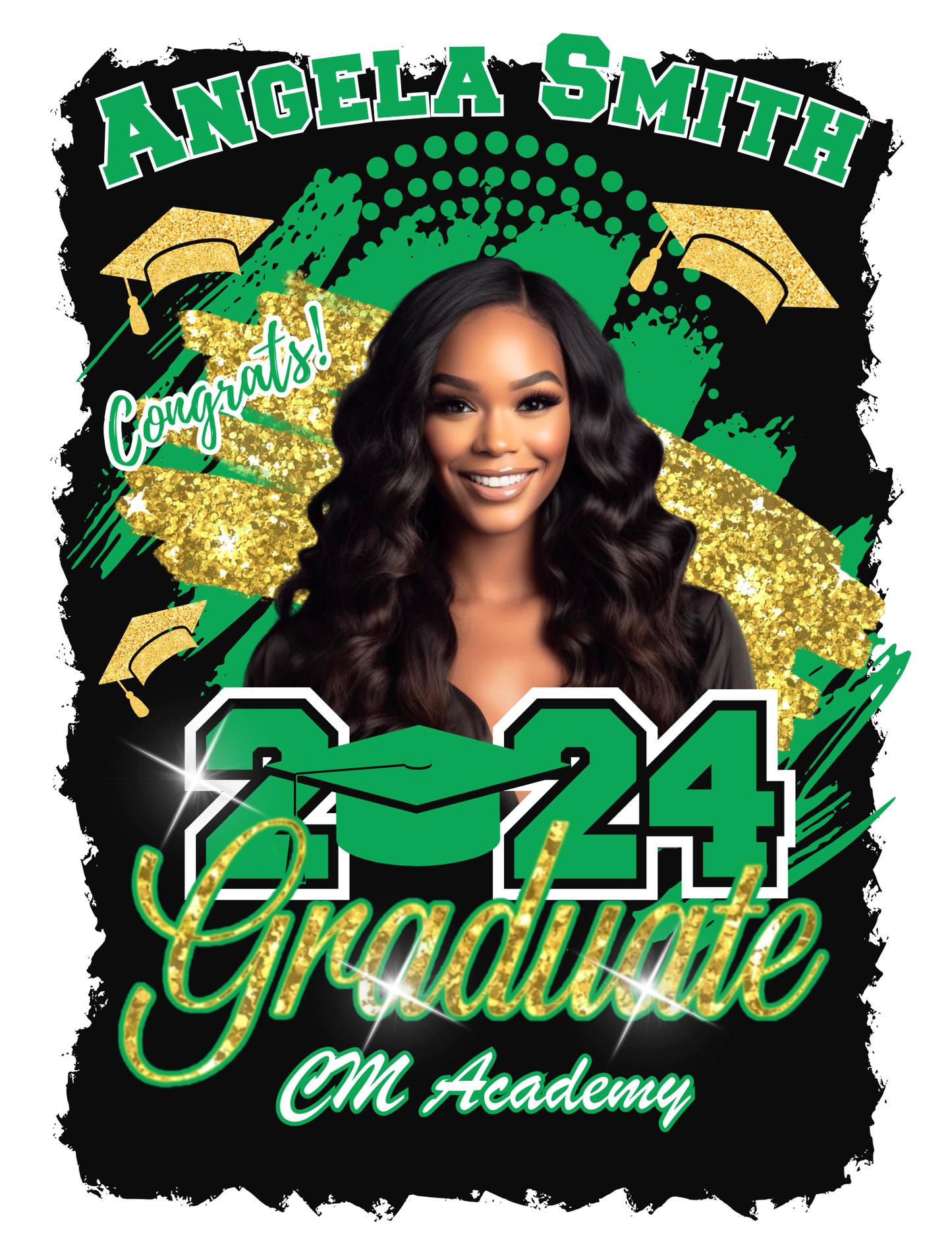 Green and gold digital download design