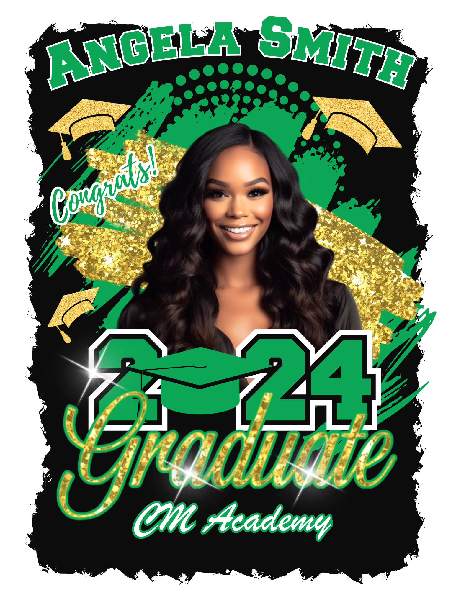 Green and gold digital download design
