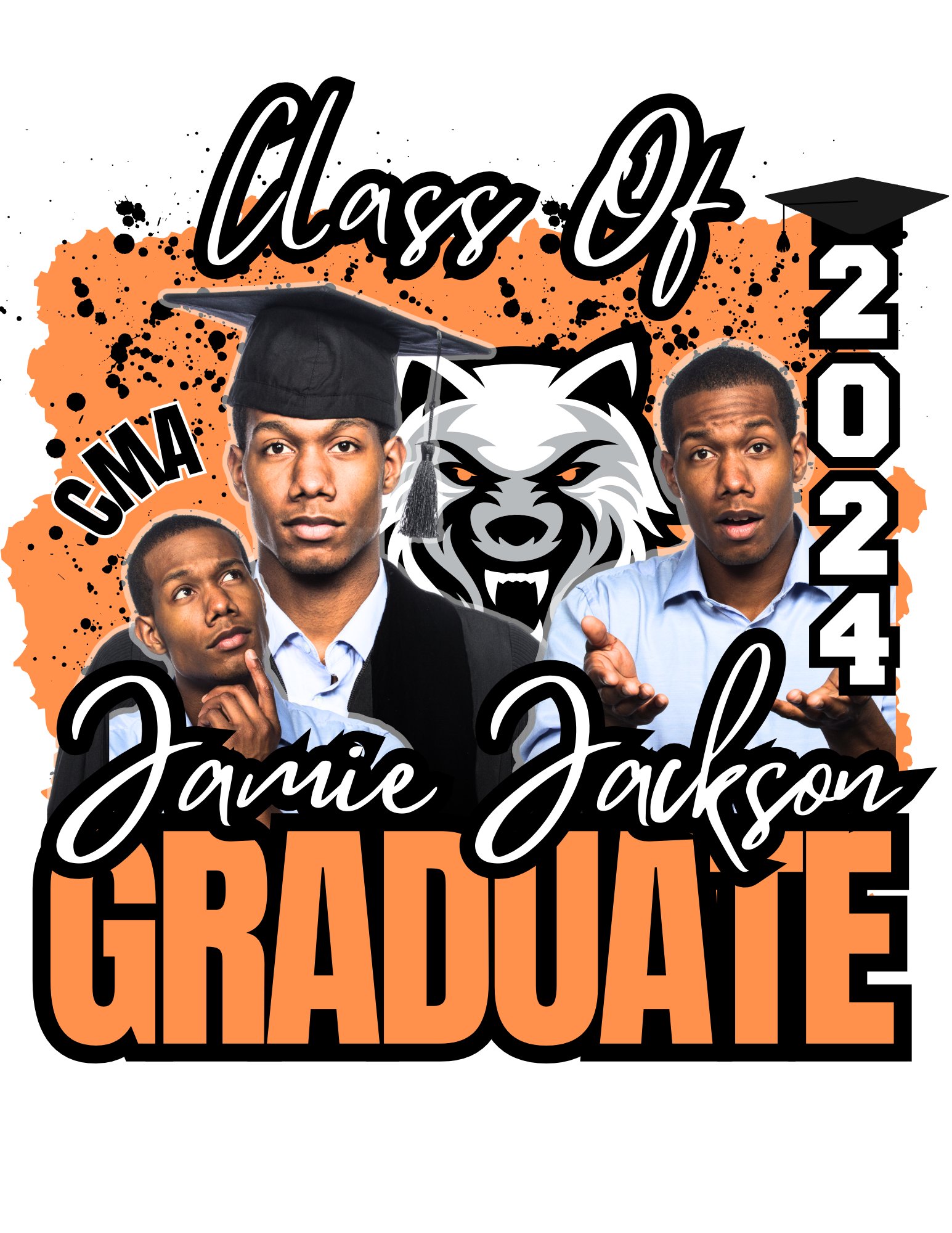 Class 2025 Orange Graduation shirt design digital download