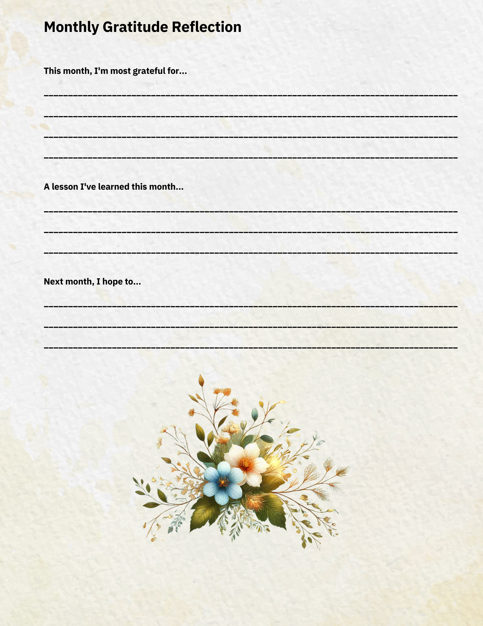 Teal gratitude journal open to lined pages with daily prompts