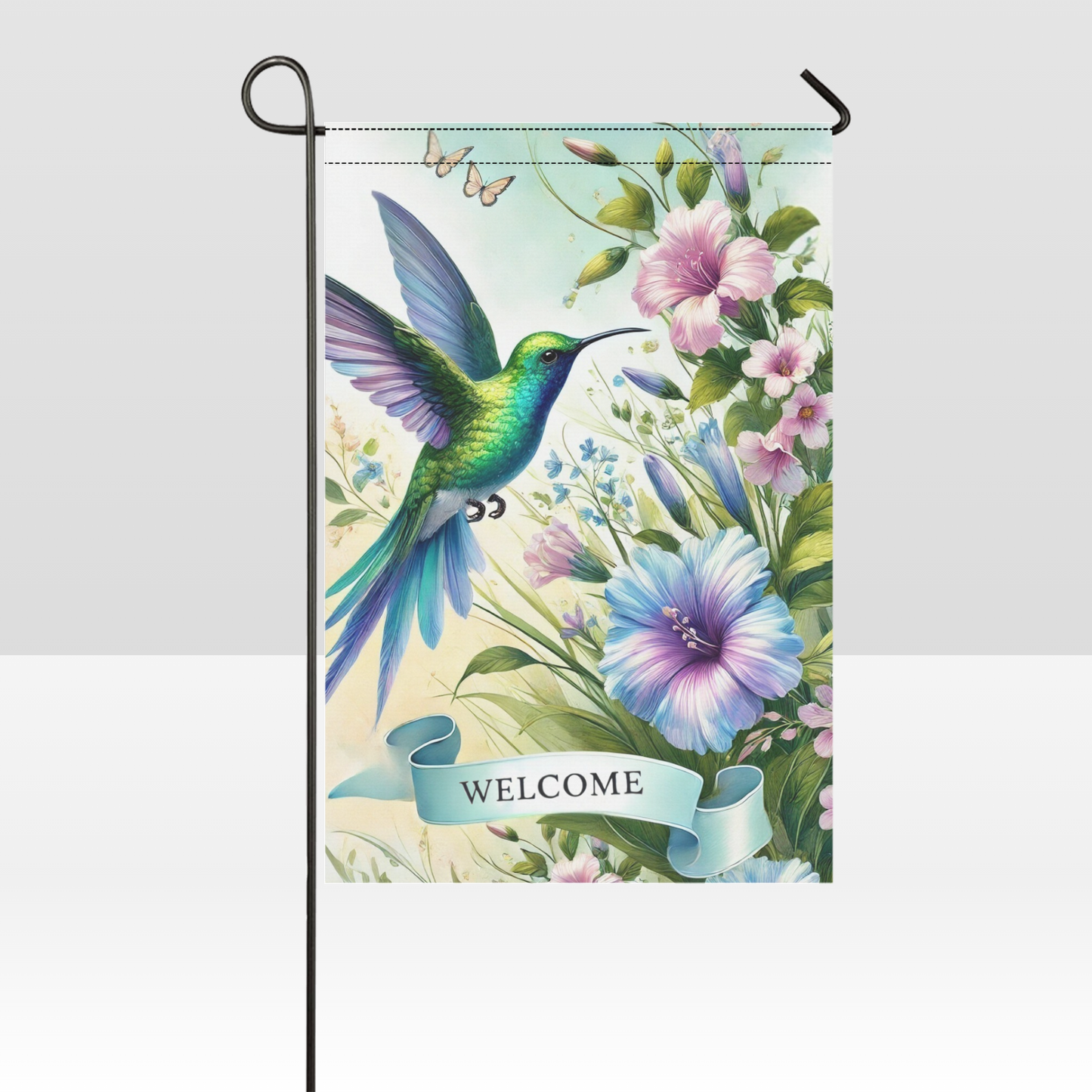 Graceful Hummingbird - Welcome Garden Flag