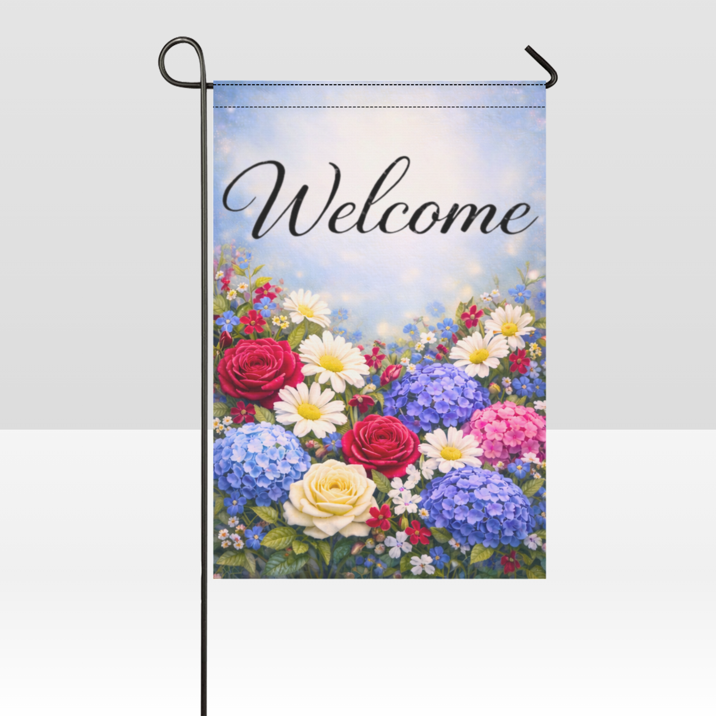 Welcome Hydrangea Garden Flag (12"x18")