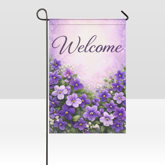 Pansy Garden Welcome Flag – Purple Floral Spring Garden Flag