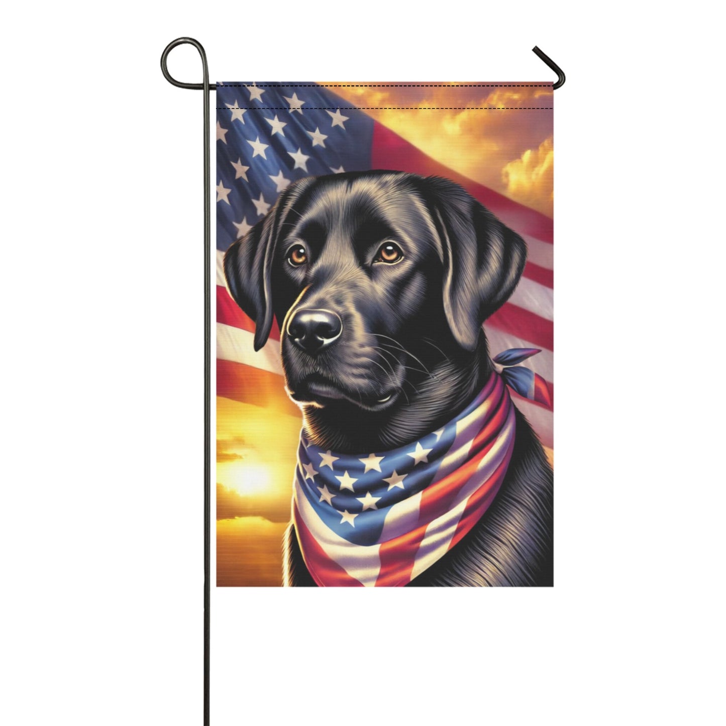 American Heart Labrador Garden Flag – Patriotic Black Lab Yard Decor