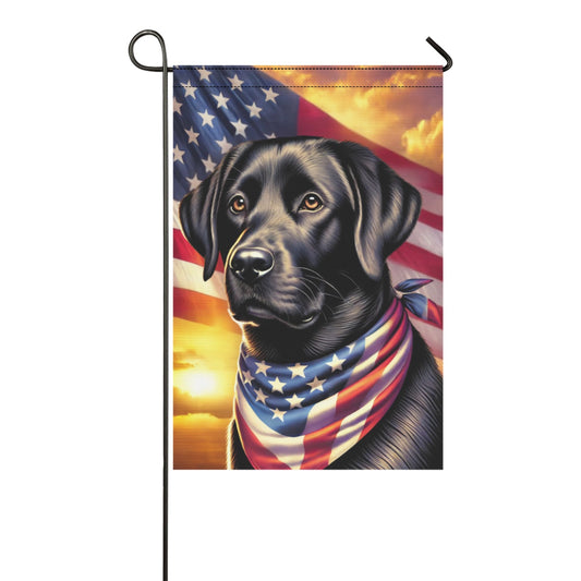 American Heart Labrador Garden Flag – Patriotic Black Lab Yard Decor